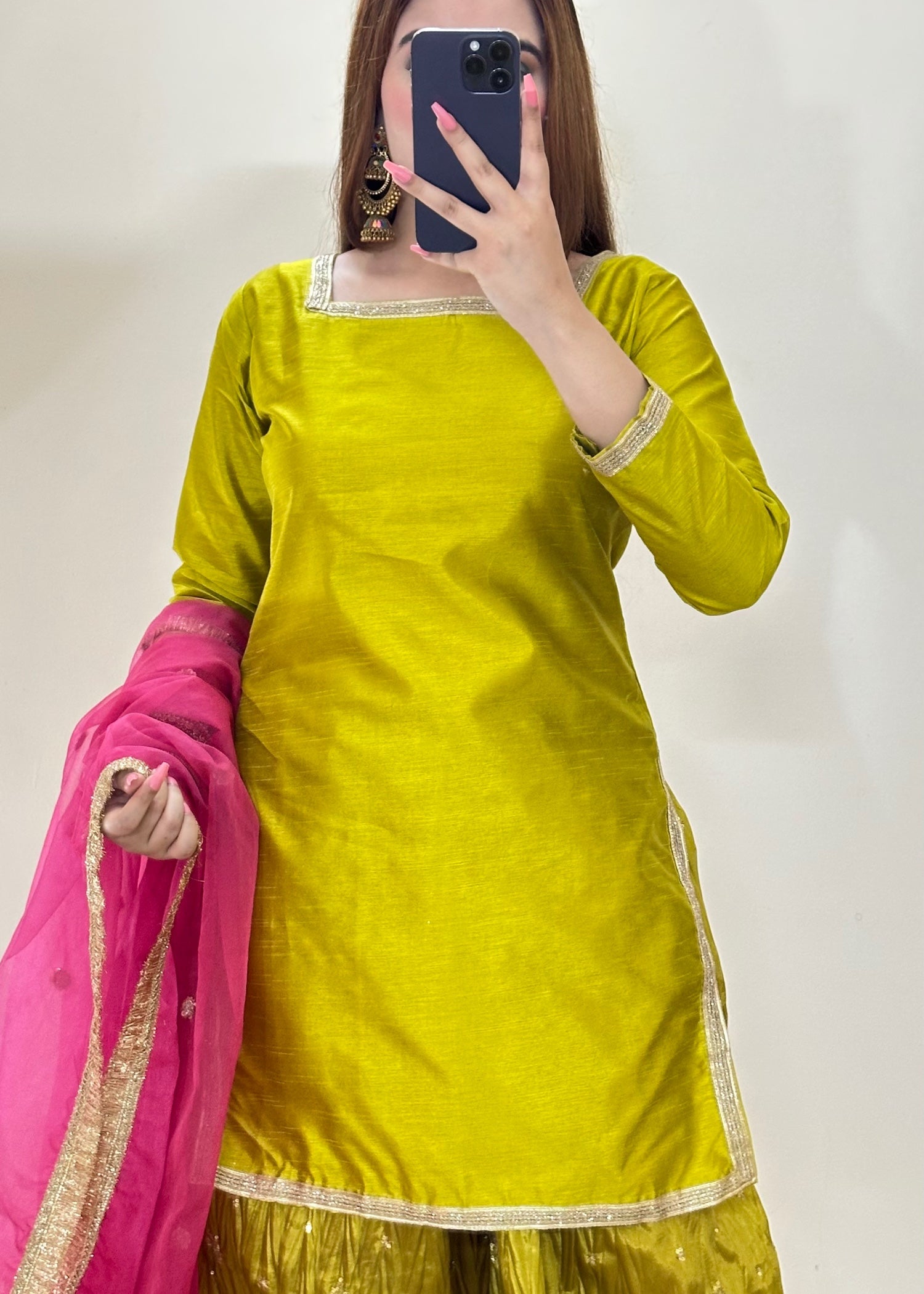 raw silk Sharara in Lemon