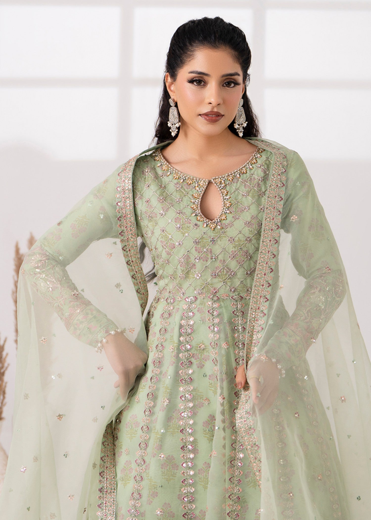 organza Maxi in Pistachio green