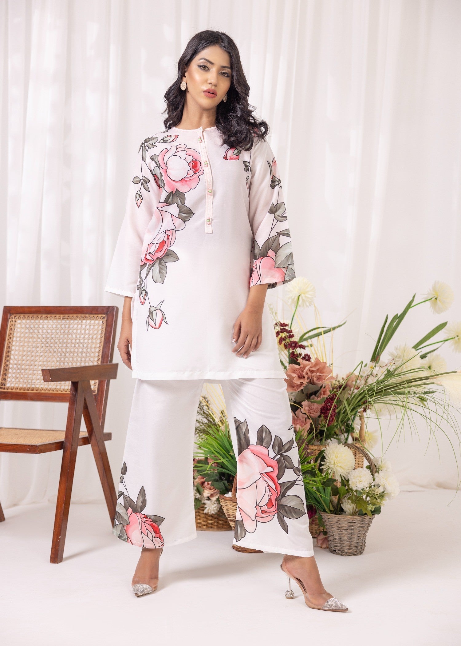 crepe Co Ord Sets in Baby pink
