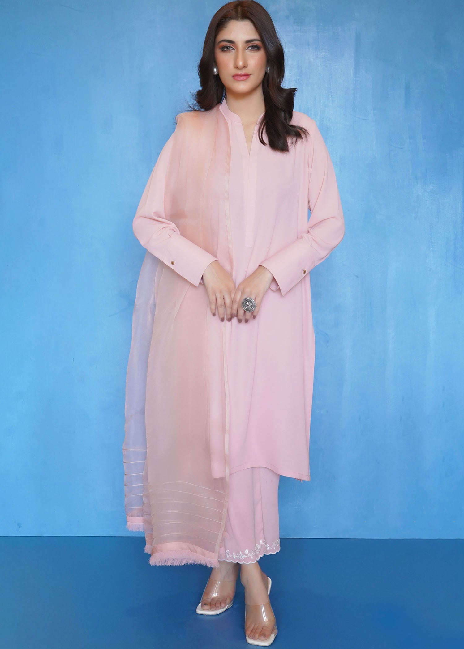 georgette Kurta Set in Blush pink