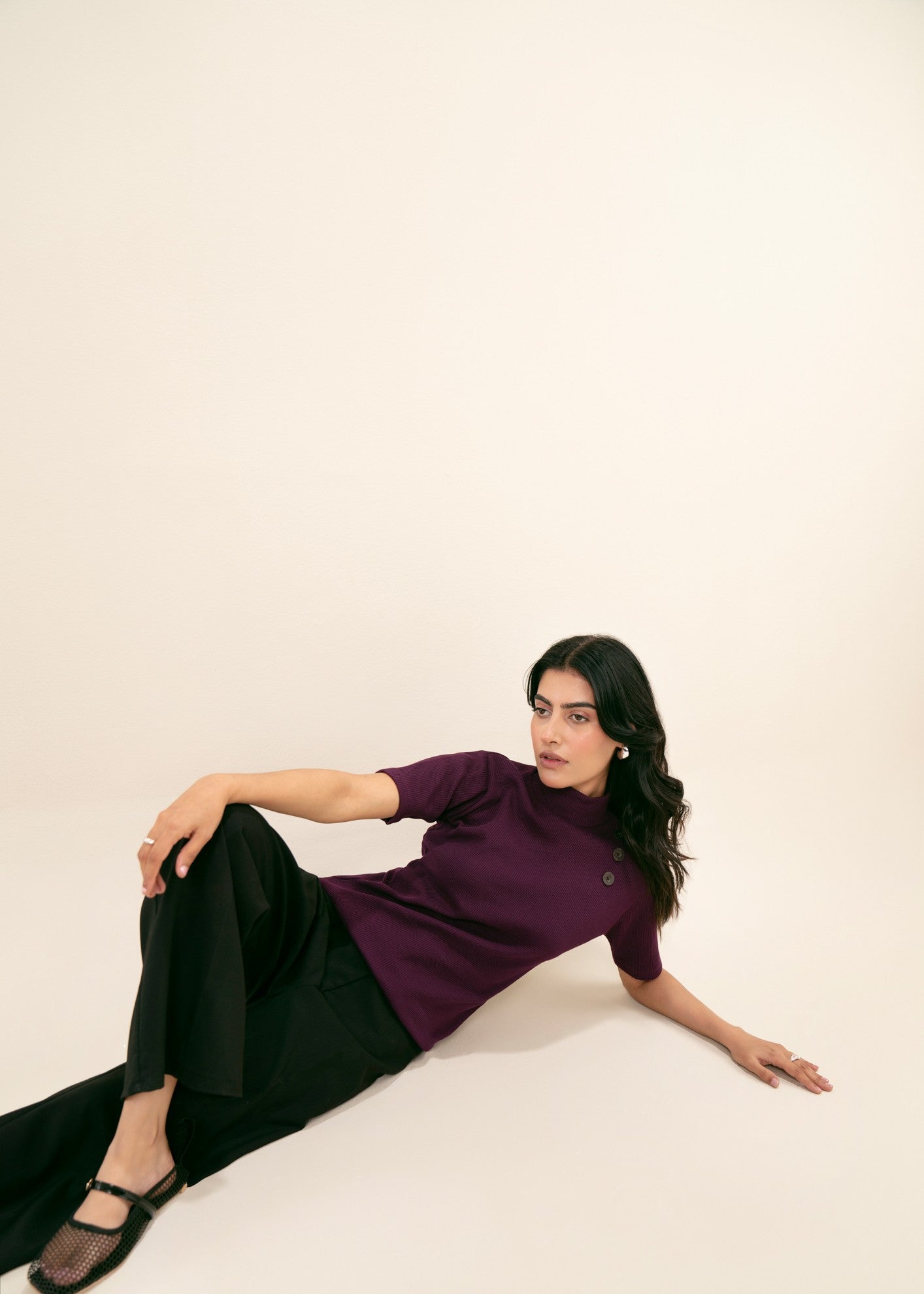 cotton viscose Turtle Neck in Burgundy