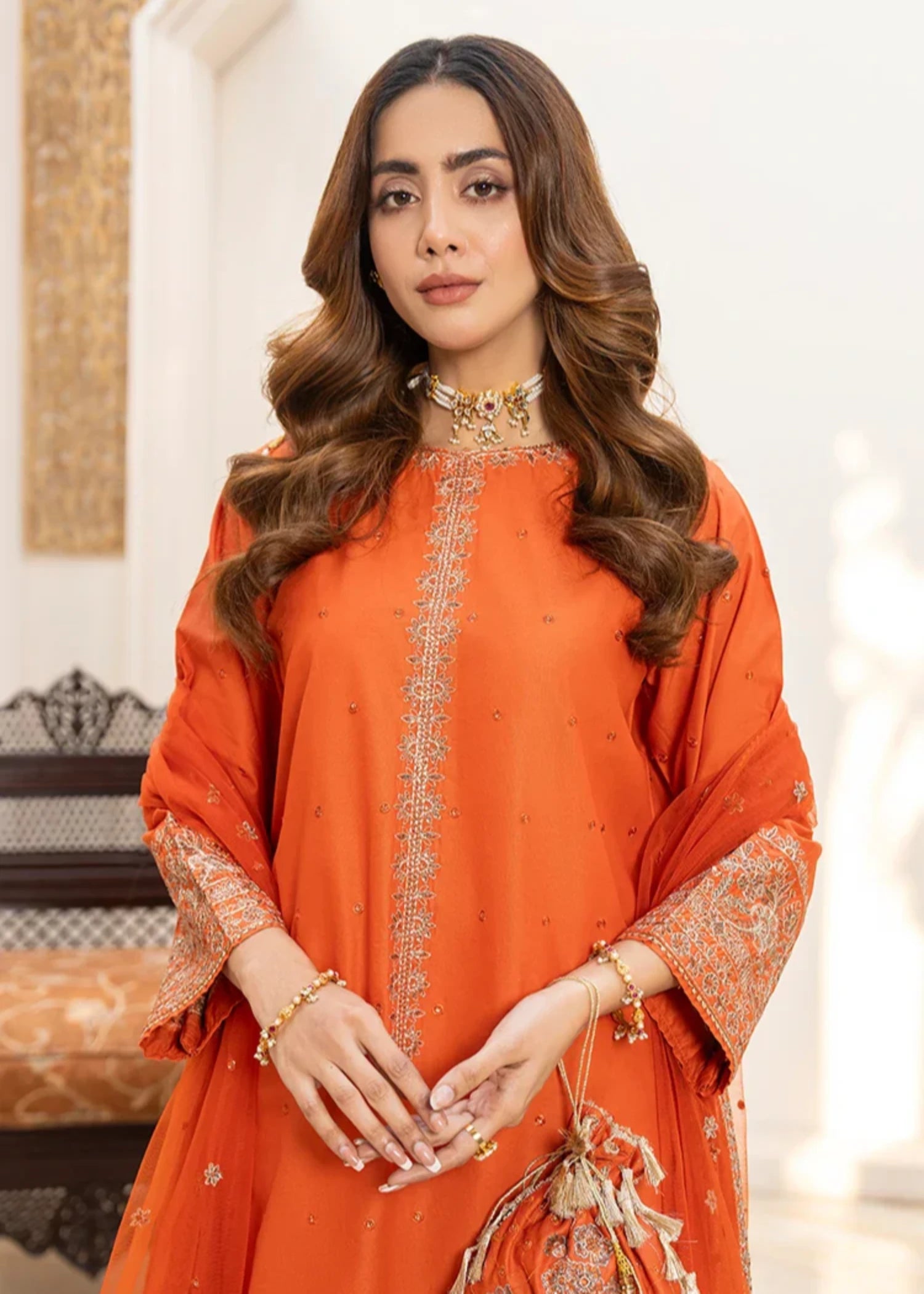 organza Sharara in Orange