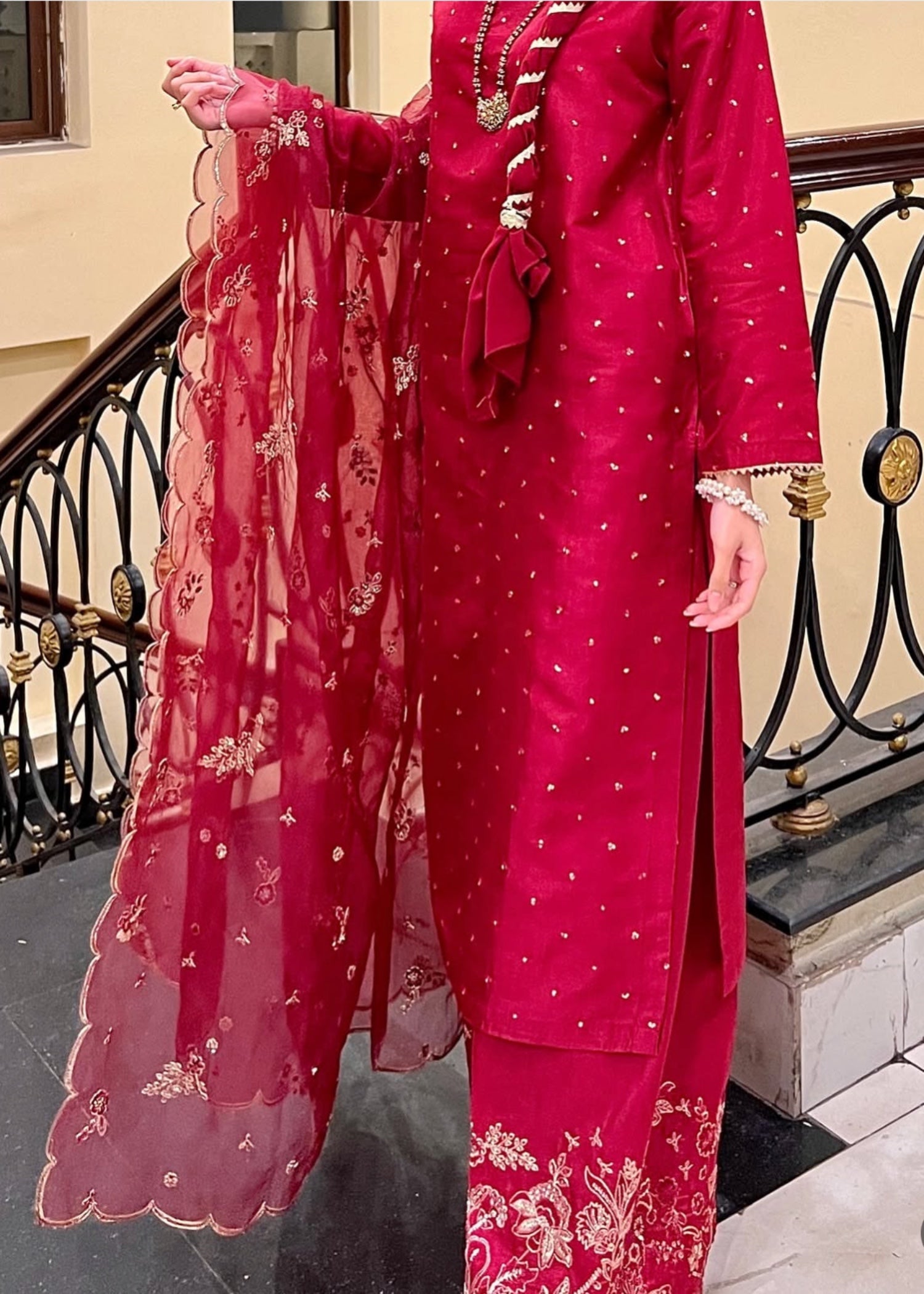 kattan silk Kurta Set in Hot pink