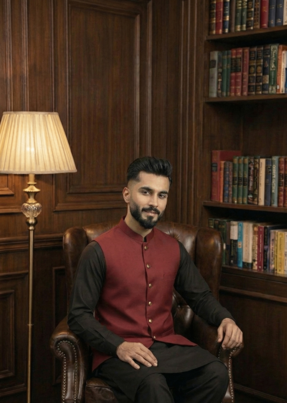 tropical Waistcoat in Berry red