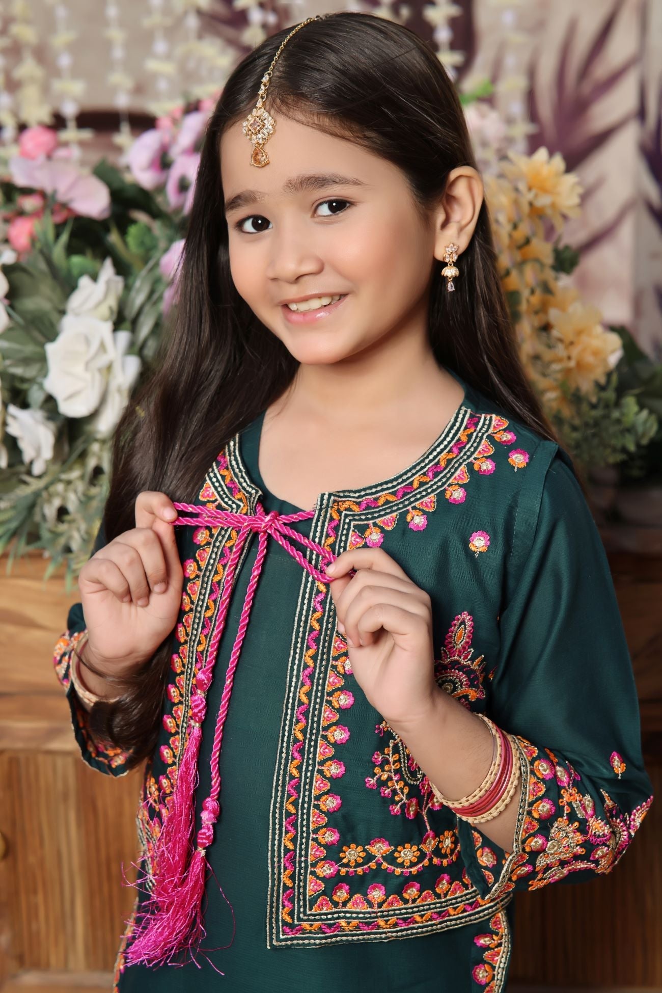 lawn cotton Gharara in Green