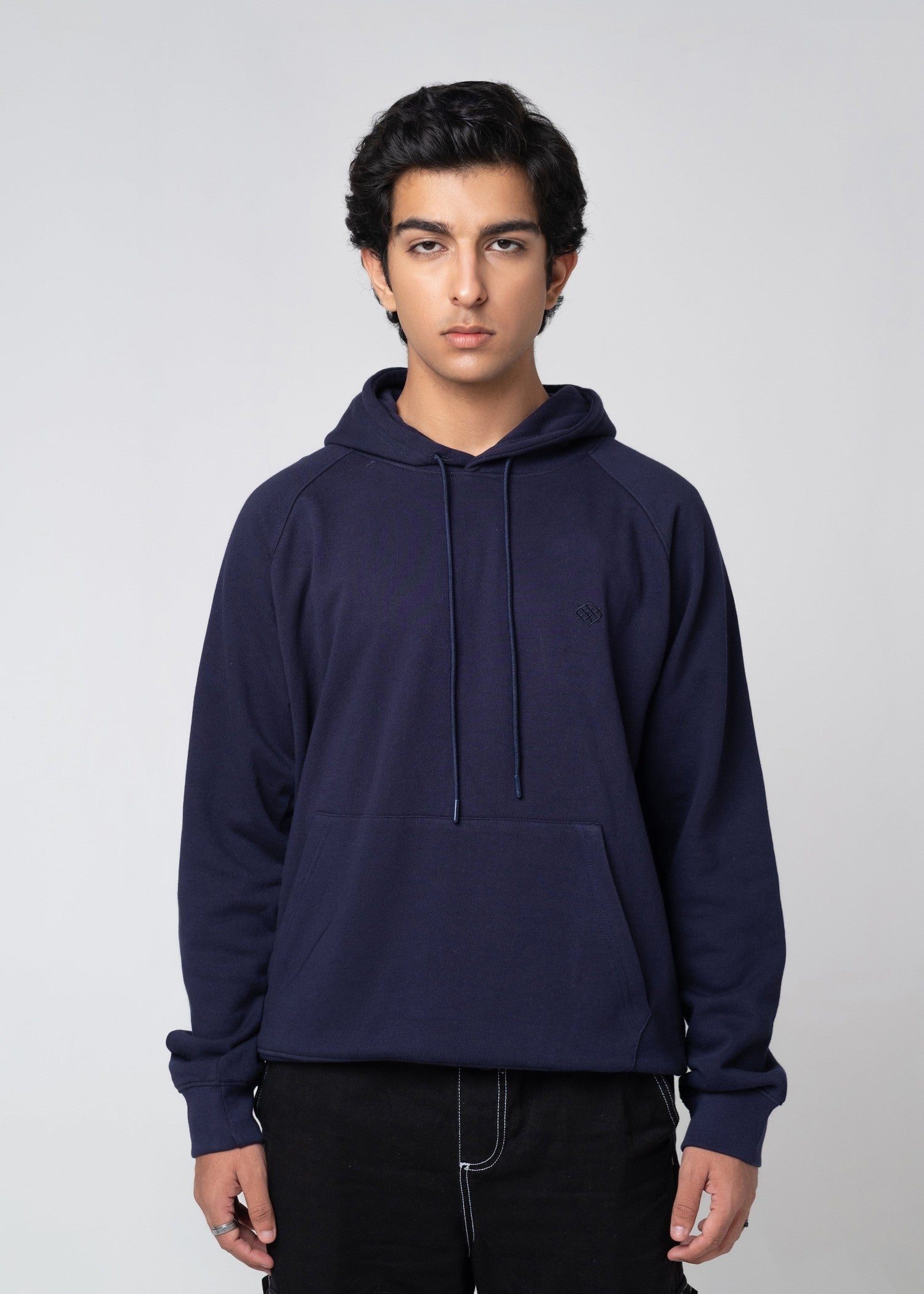 cotton Hoodie in Navy blue