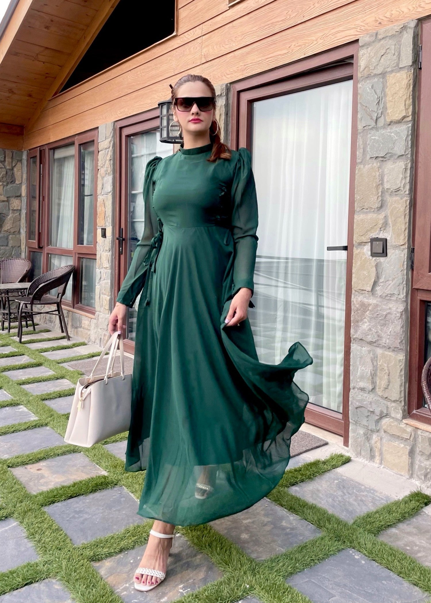 chiffon Frock in Green