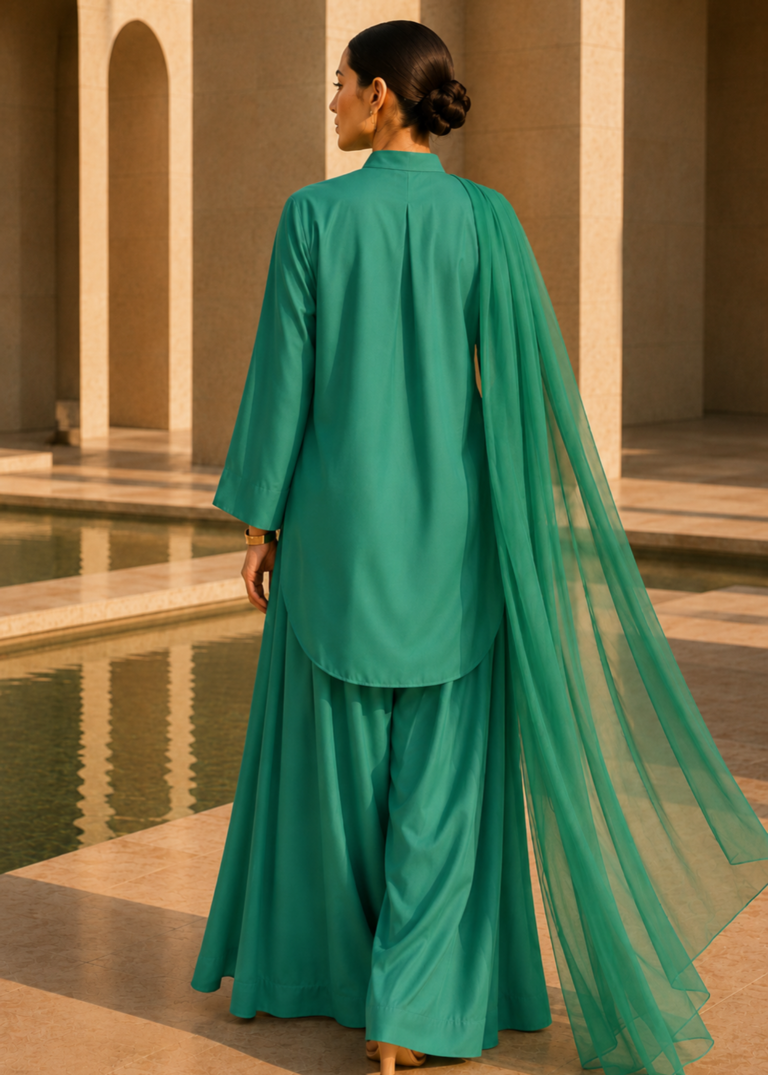 pure cotton Kurta Set in Emerald green