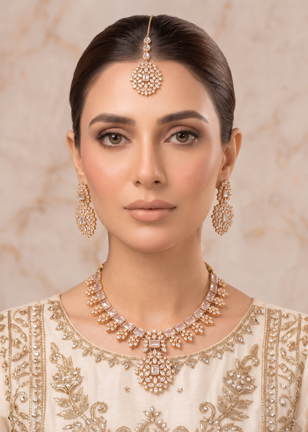 Jewelry Set in White, gold Color by - Trendy Women Jewelry Set PSP8360