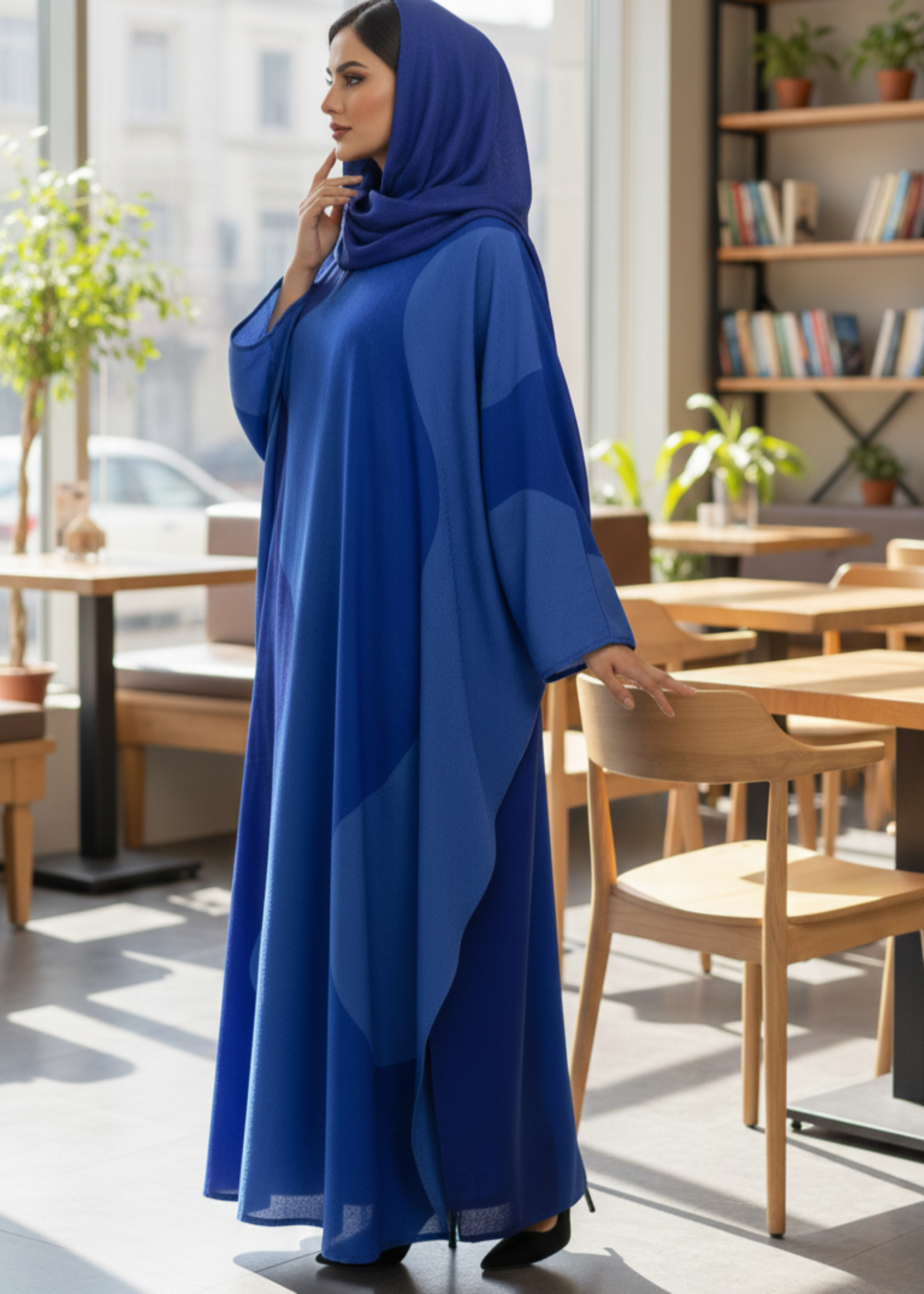jacquard georgette Abaya in Royal blue