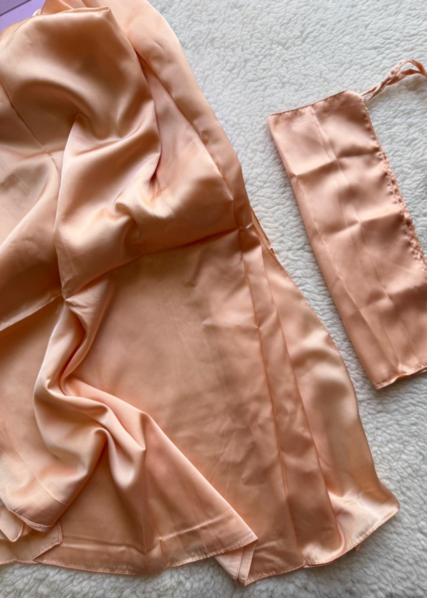 satin silk Veil in Peach pink