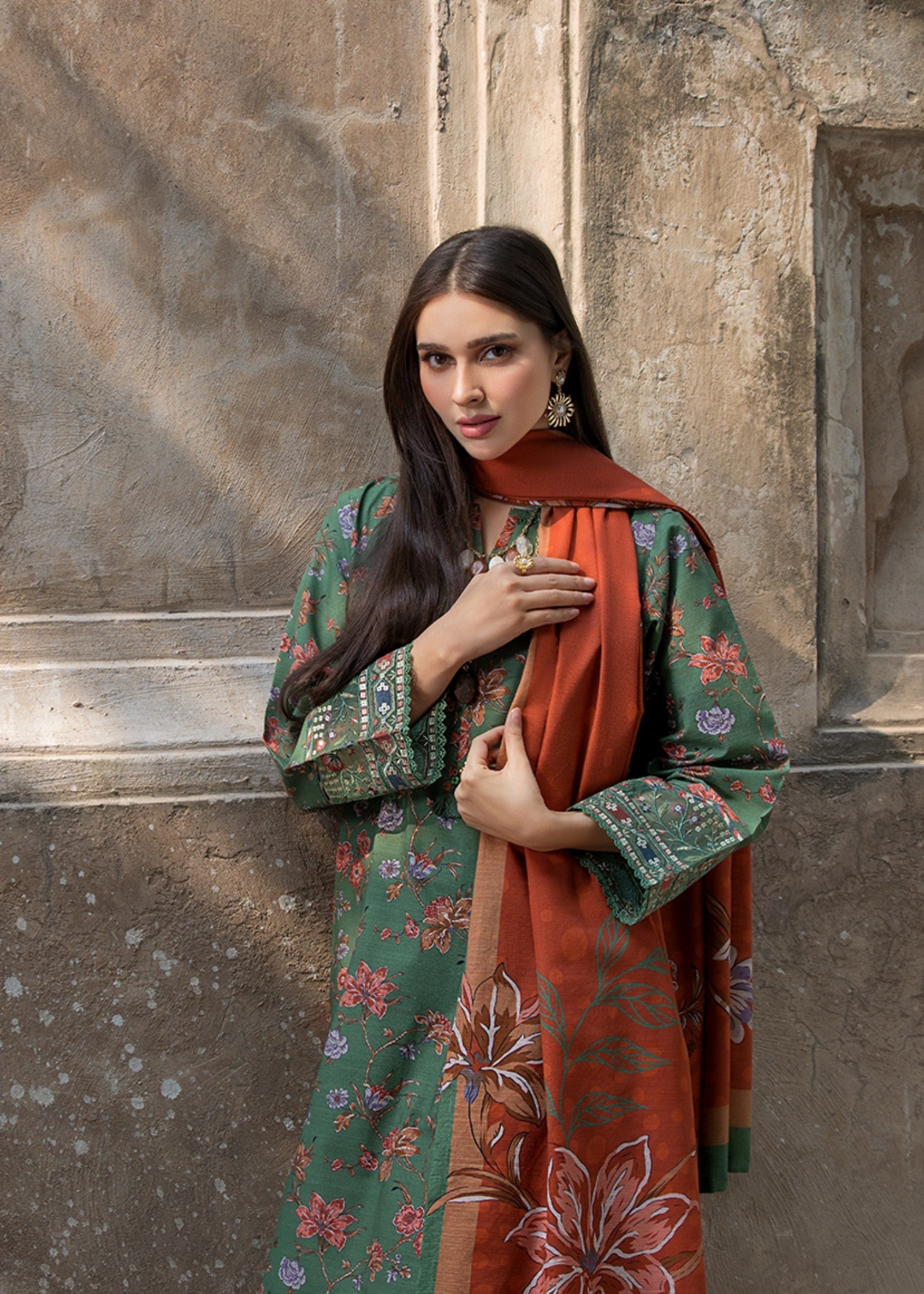 khaddar Kurta Set in Sea green