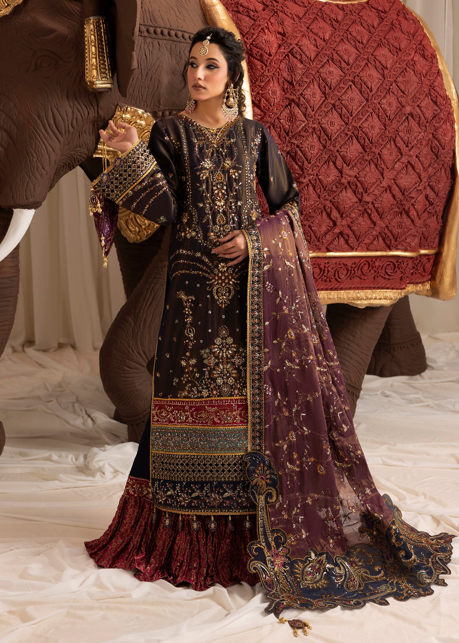 masuri Lehenga in Navy blue