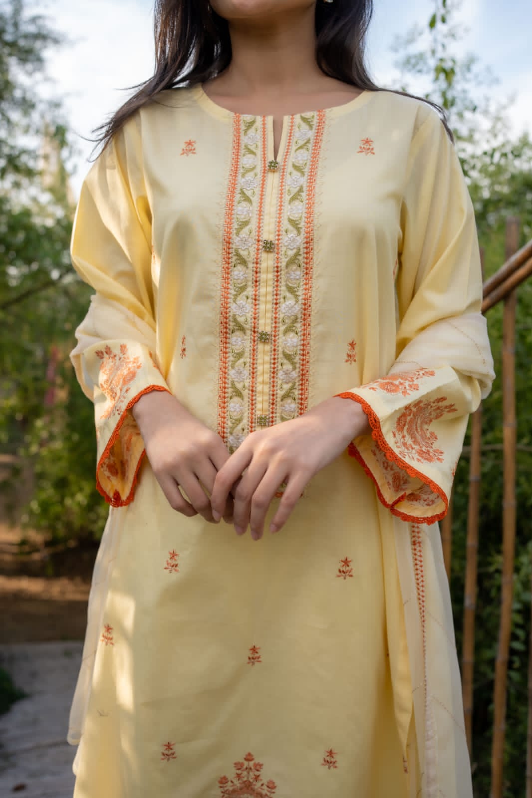 cambric Kurta Set in Butter