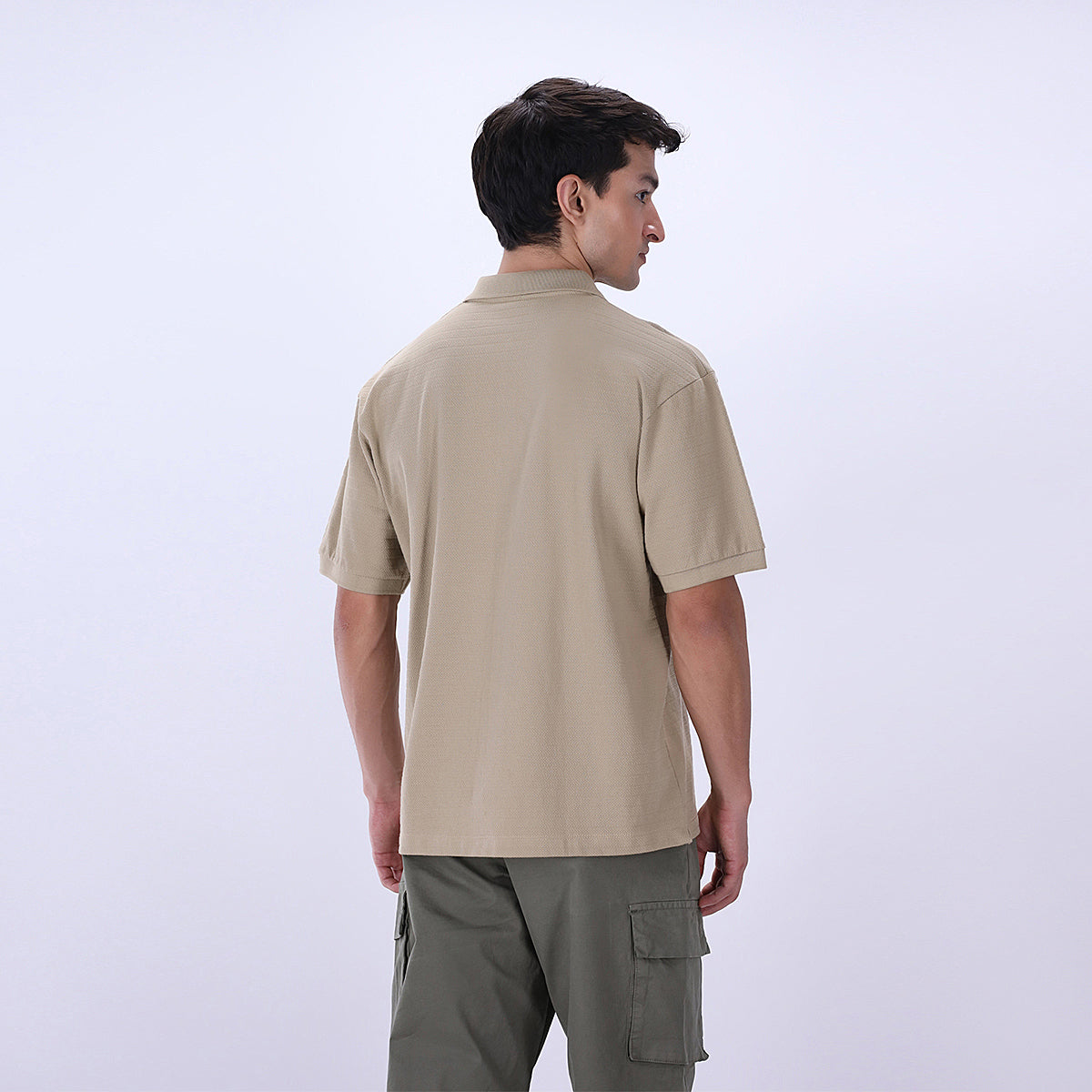 jacquard Polo Shirt in Beige