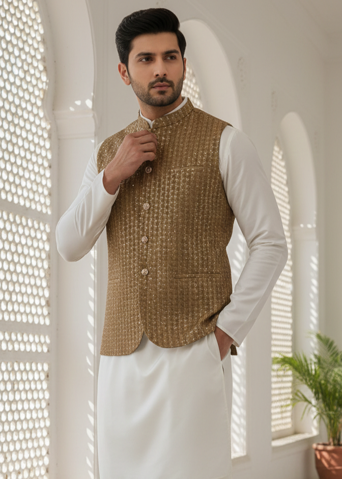 silk Waistcoat in Brown