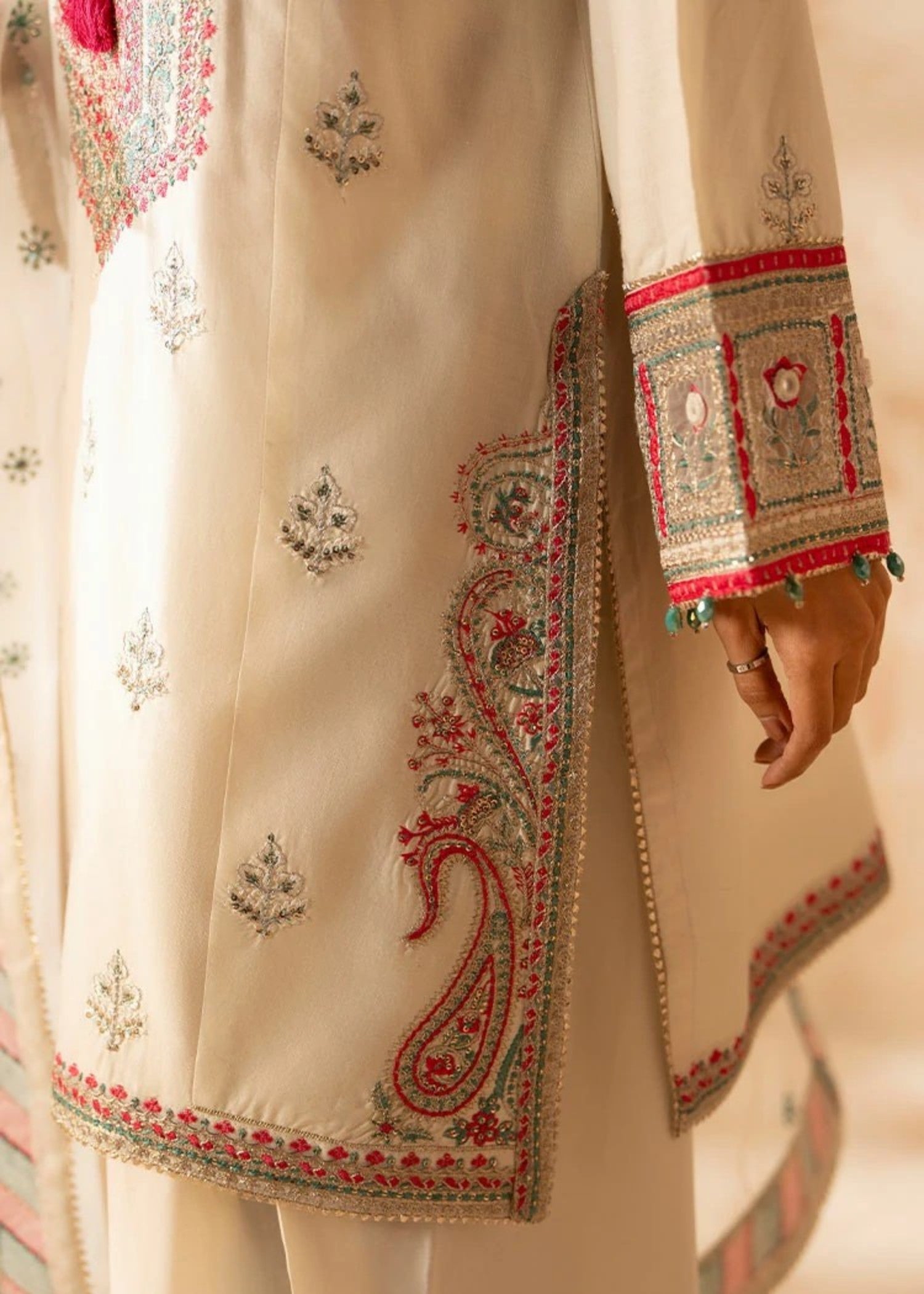 cambric Kurta Set in Off-white, vanilla