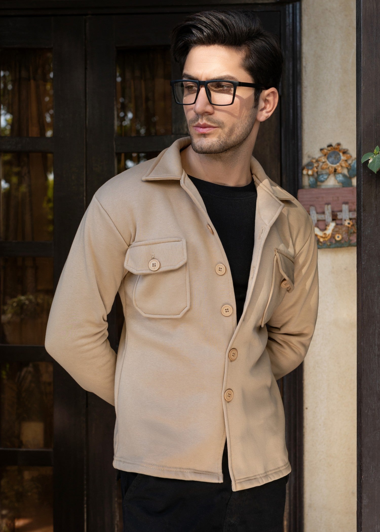 fleece Jacket in Beige