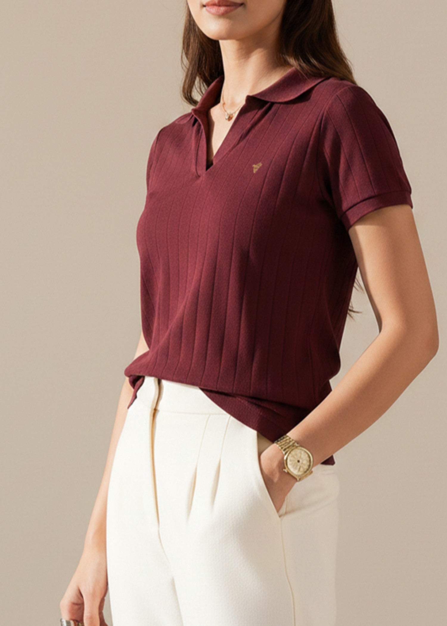 cotton Polo Shirt in Maroon