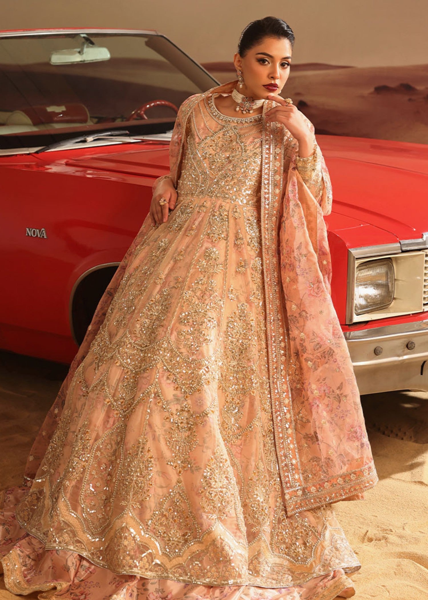 organza Maxi in Peach orange