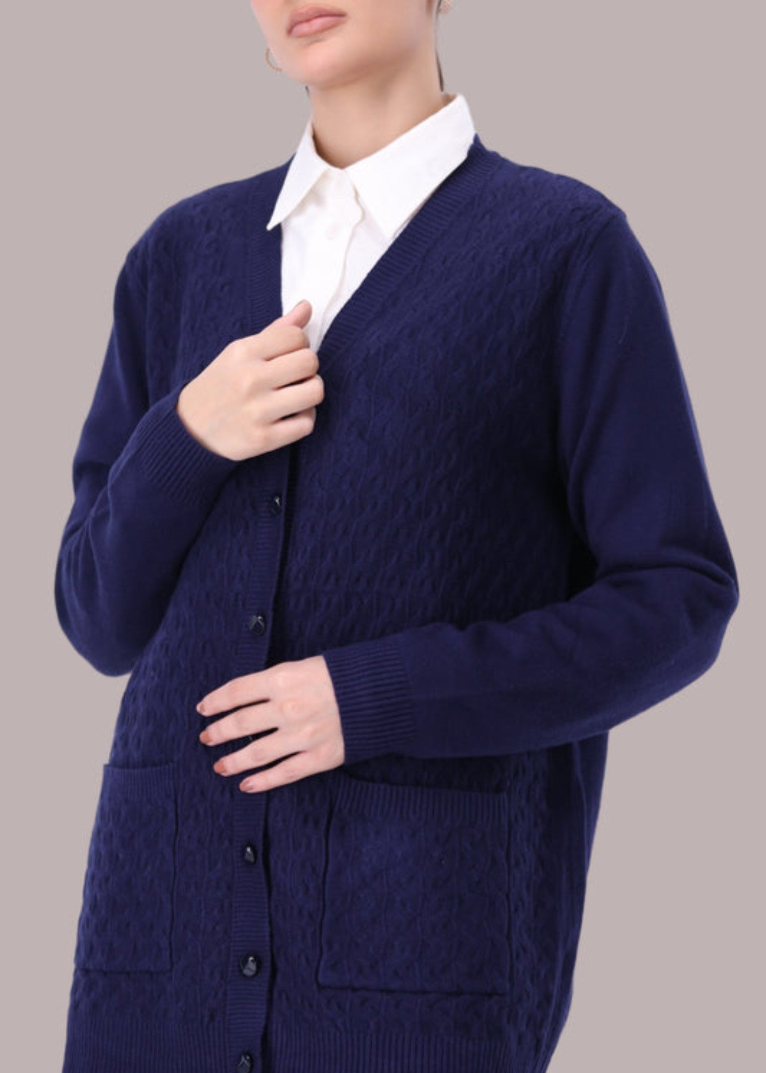 chambray Cardigan in Blue