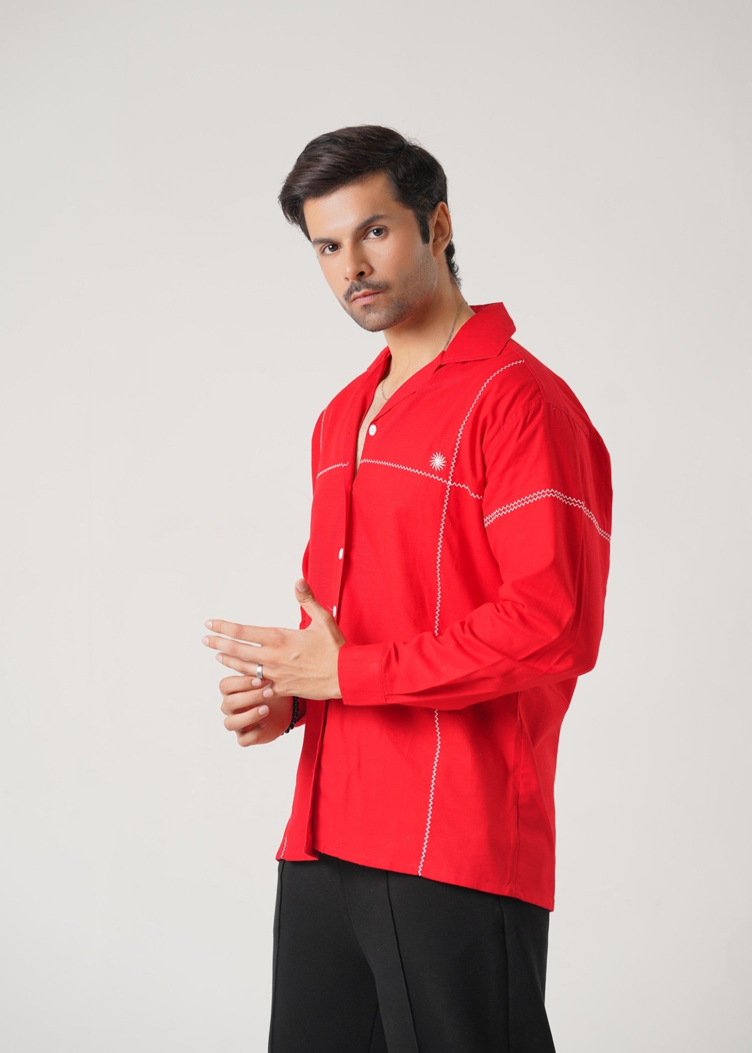 summer khaddar Casual Shirt in Red