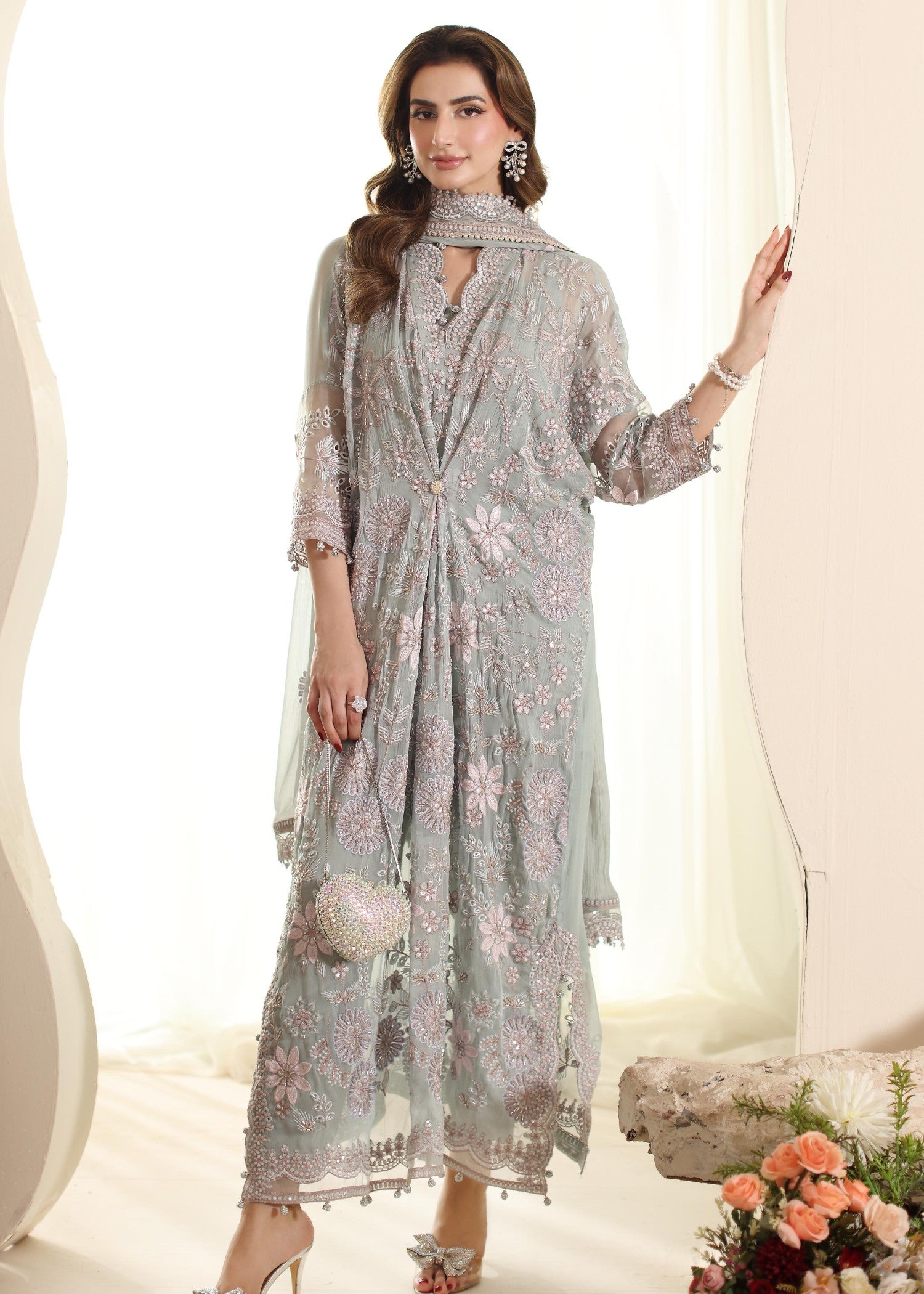 chiffon Unstitched in Ash grey