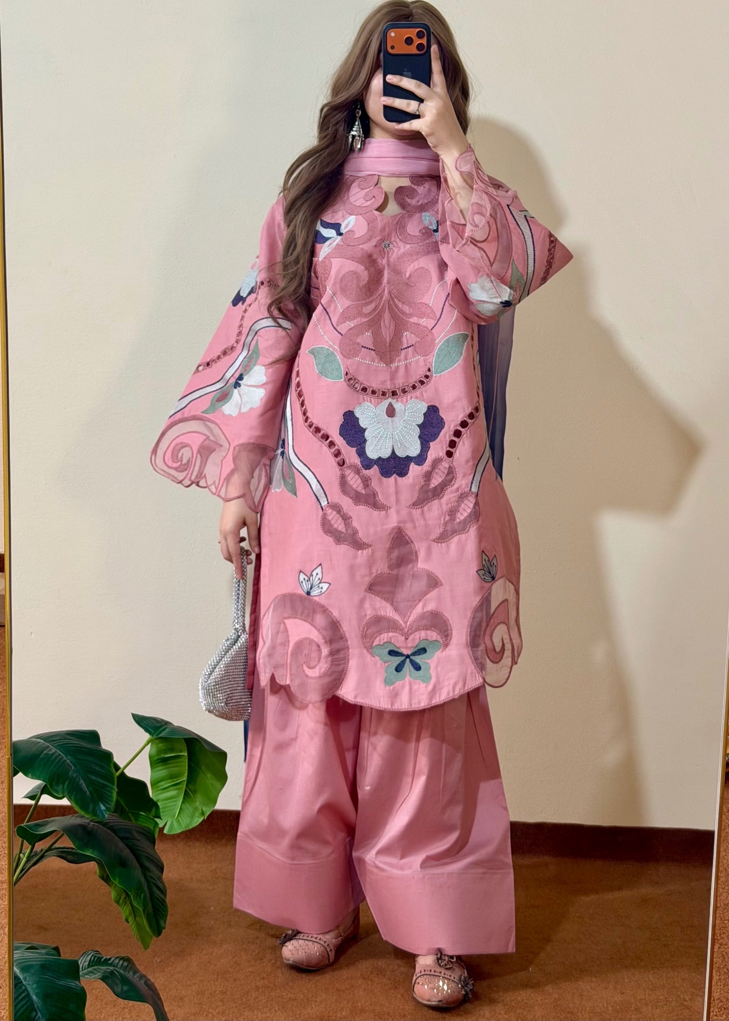 lawn Kurta Set in Petal pink