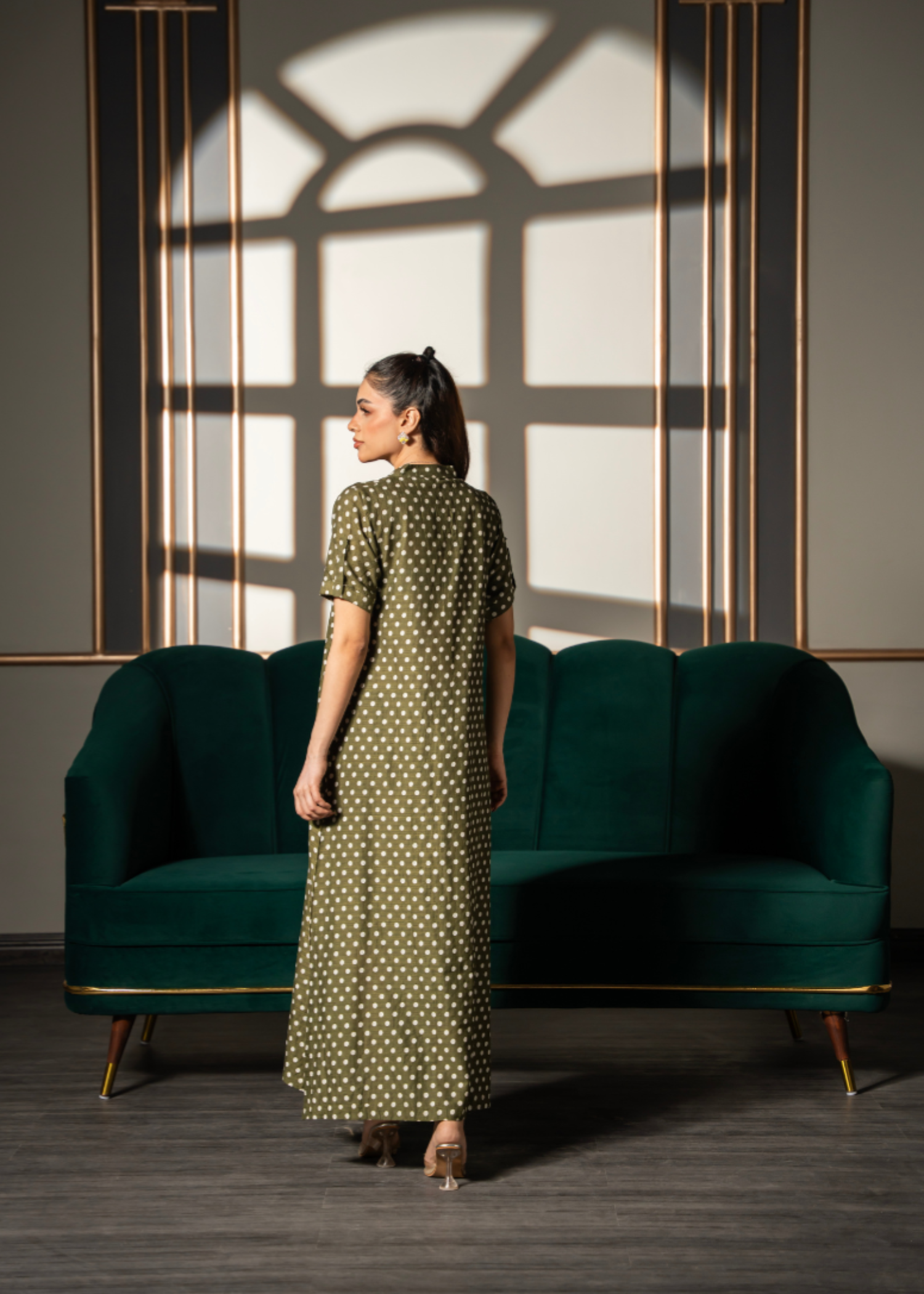 lawn Kaftan in Olive green
