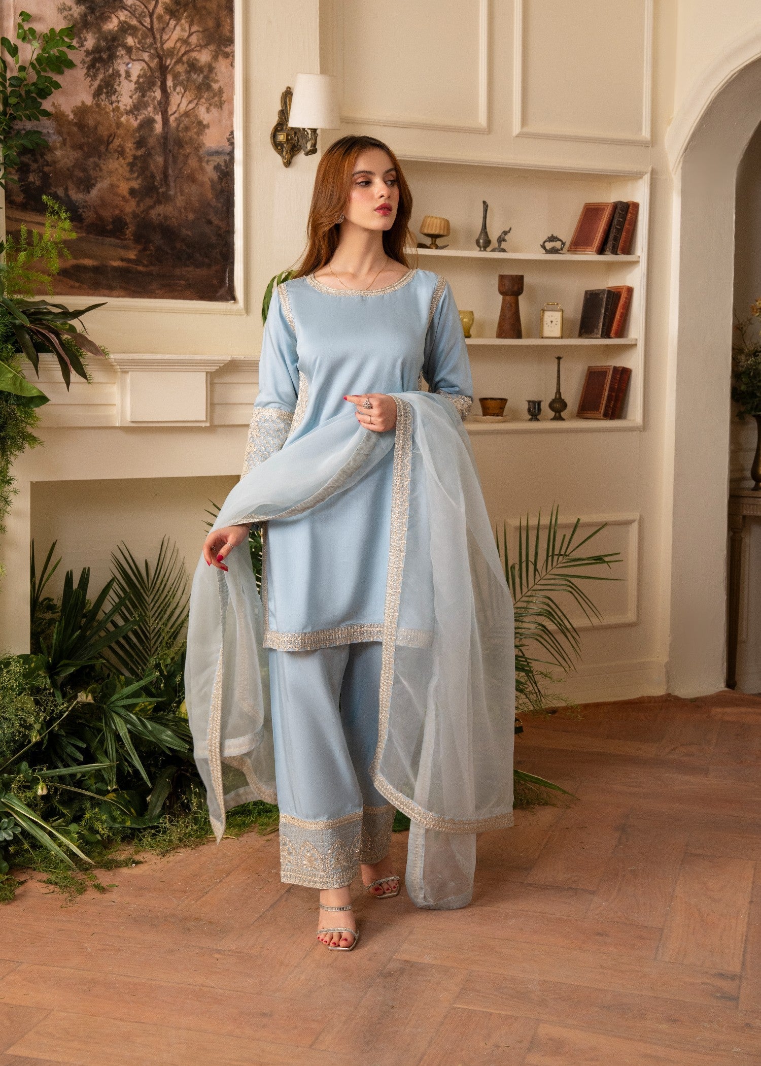 viscose Kurta Set in Ice blue