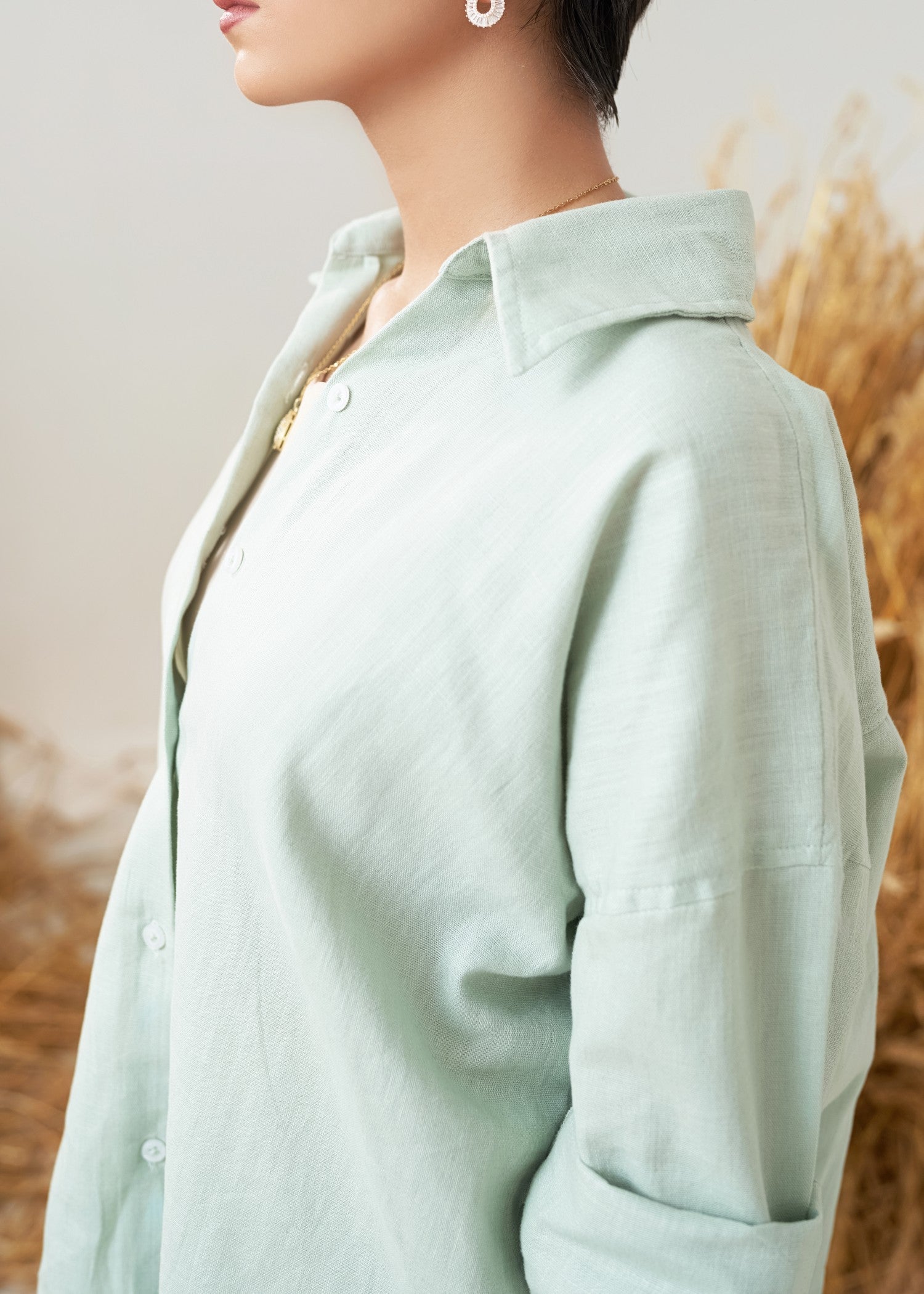 linen Top in Mint green