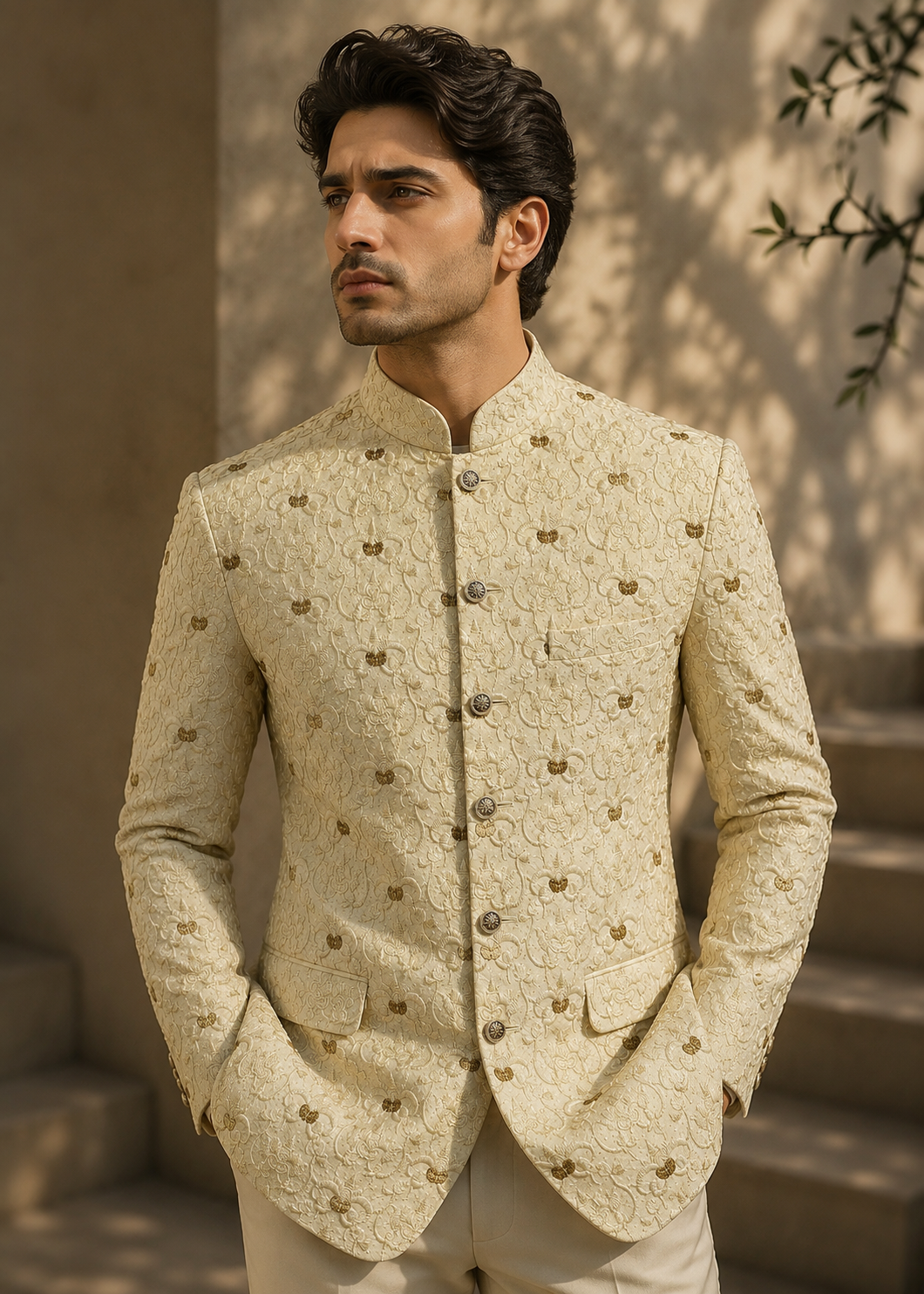 silk Prince Coat in Ivory, cream