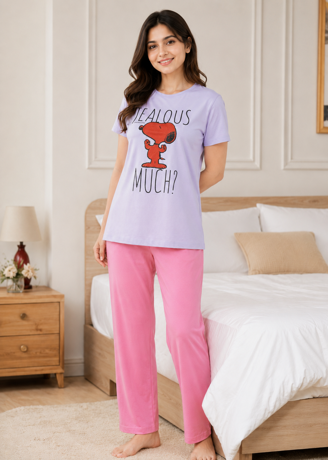 single jersey knit T Shirt in Lilac