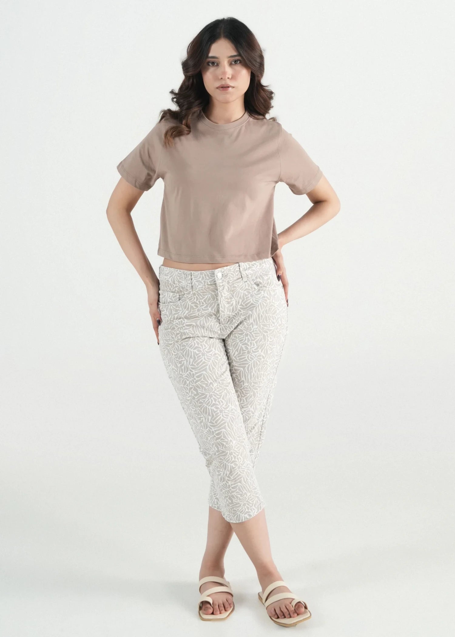 stretch denim Pants in Beige
