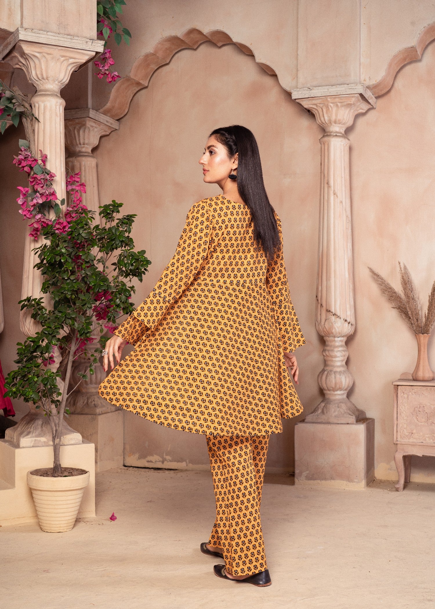 lawn Short Frock in Yellow
