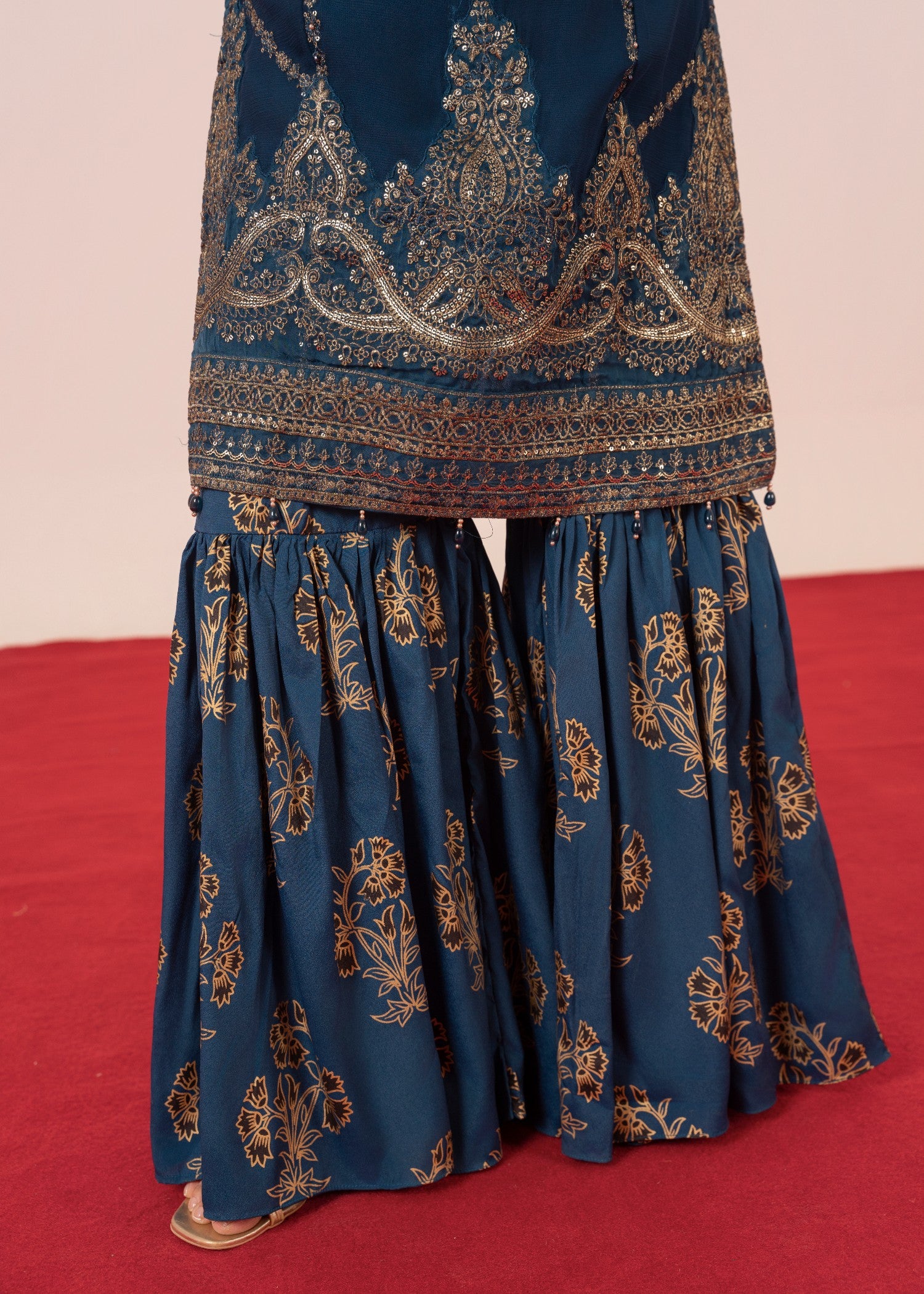 cotton silk banarasi Gharara in Sapphire blue