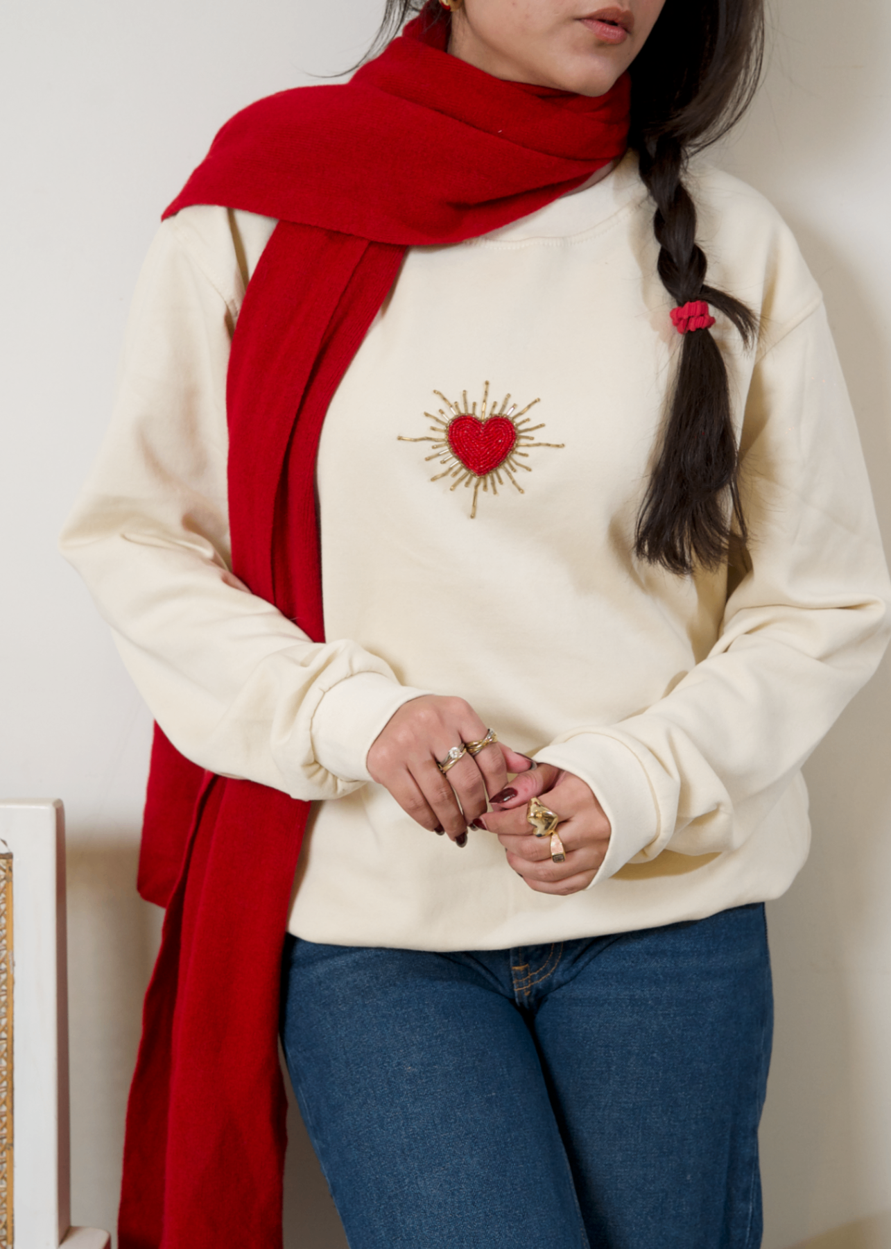 fleece Sweatshirt in Off-white