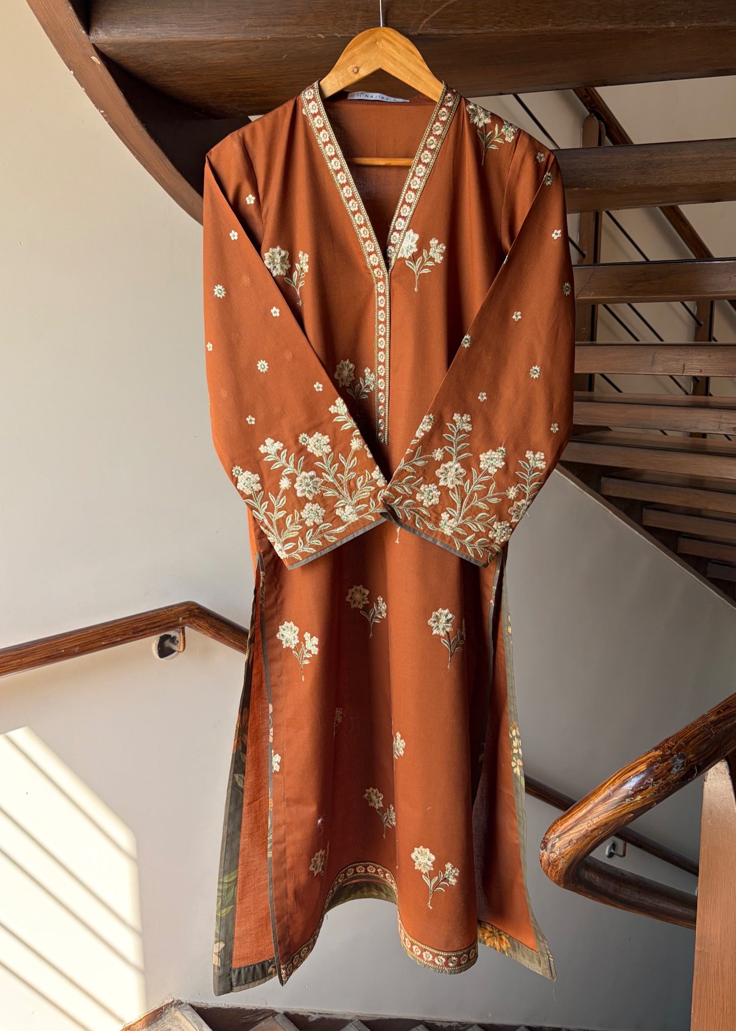 lawn Unstitched in Russet brown