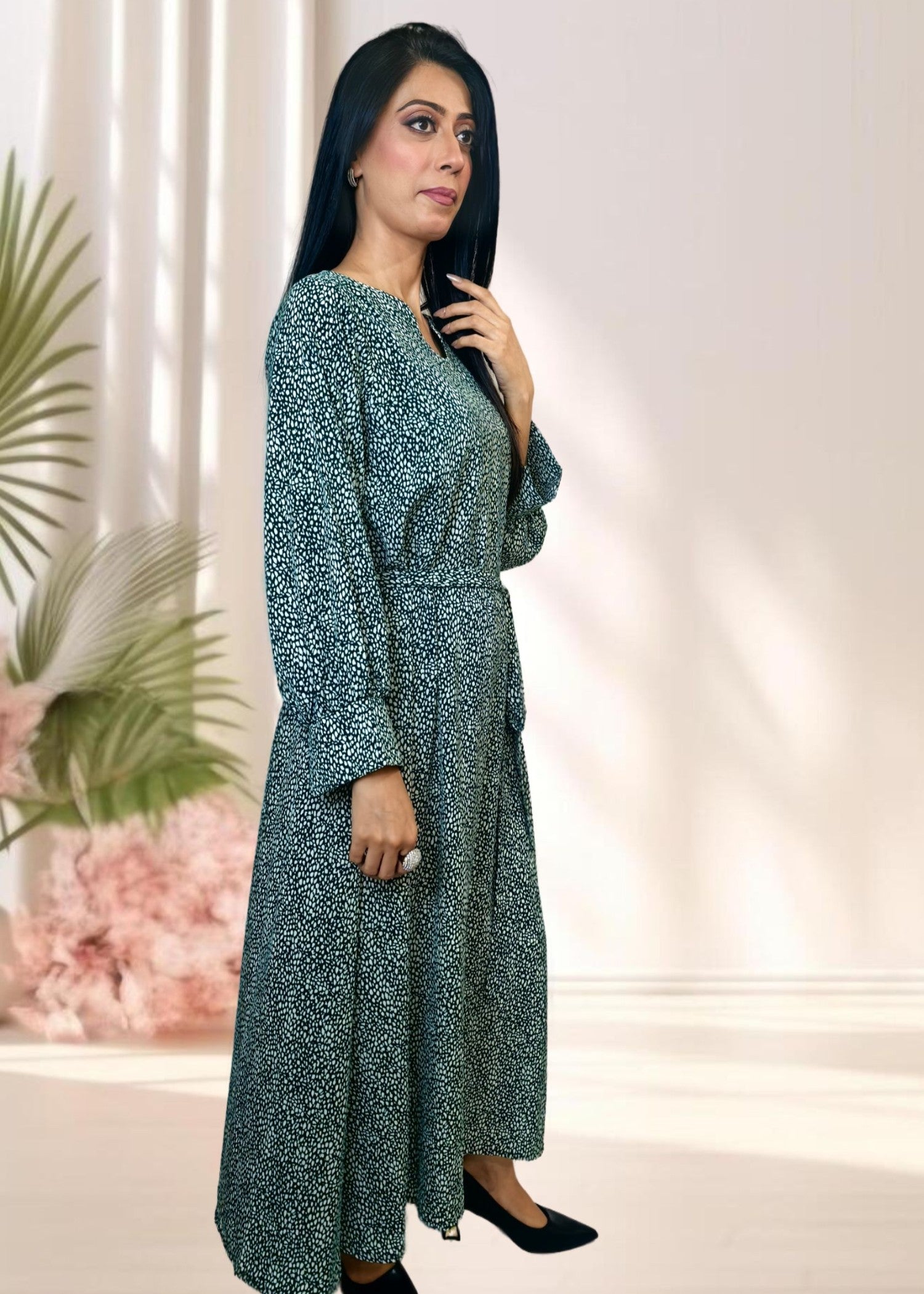 georgette Maxi in Jungle green