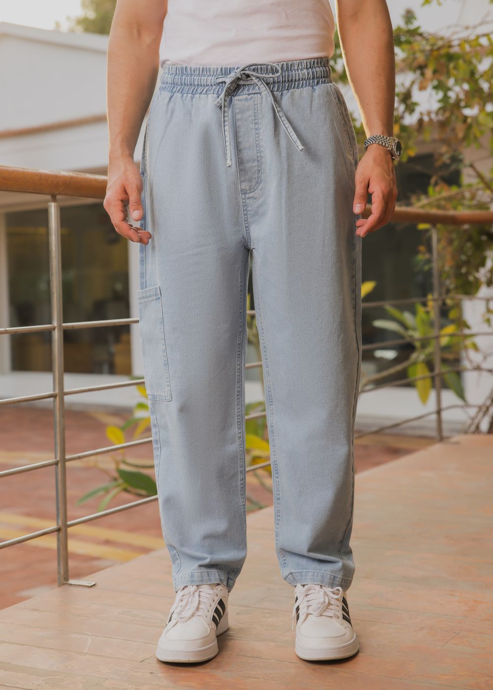 denim Trousers in Ice blue