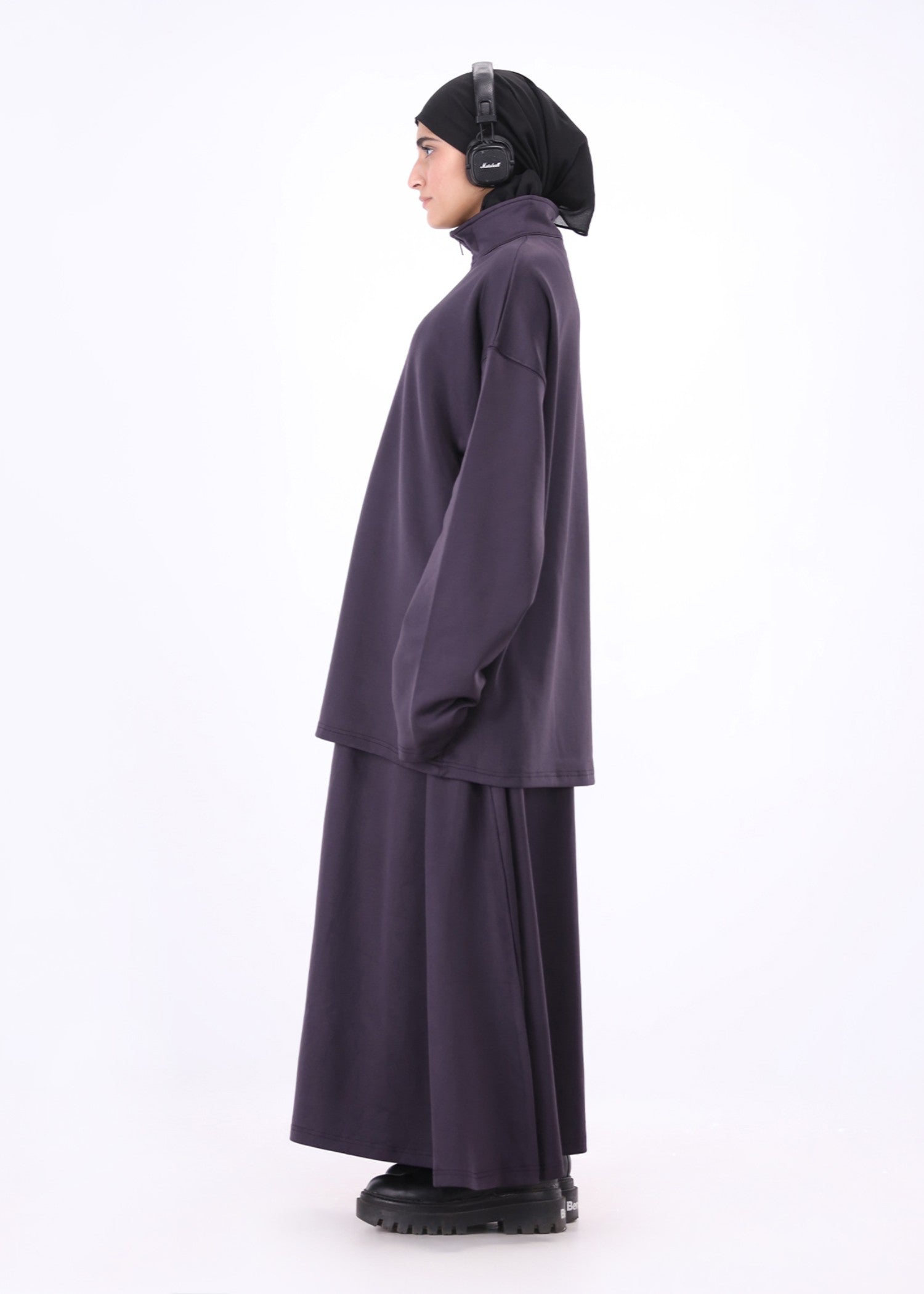 interlock knit Skirt in Egg plant