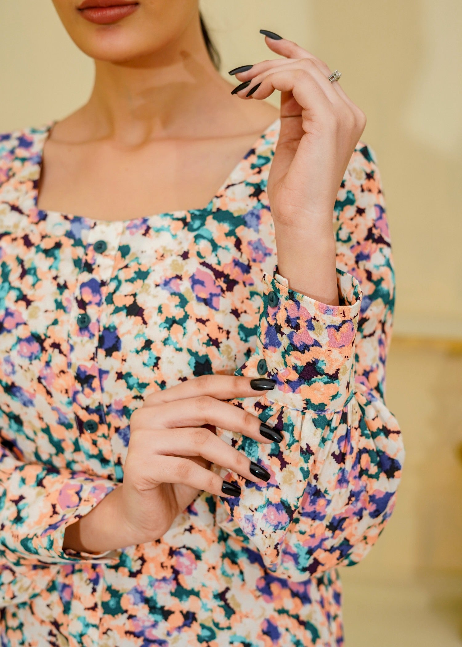 blended linen Maxi in Multi