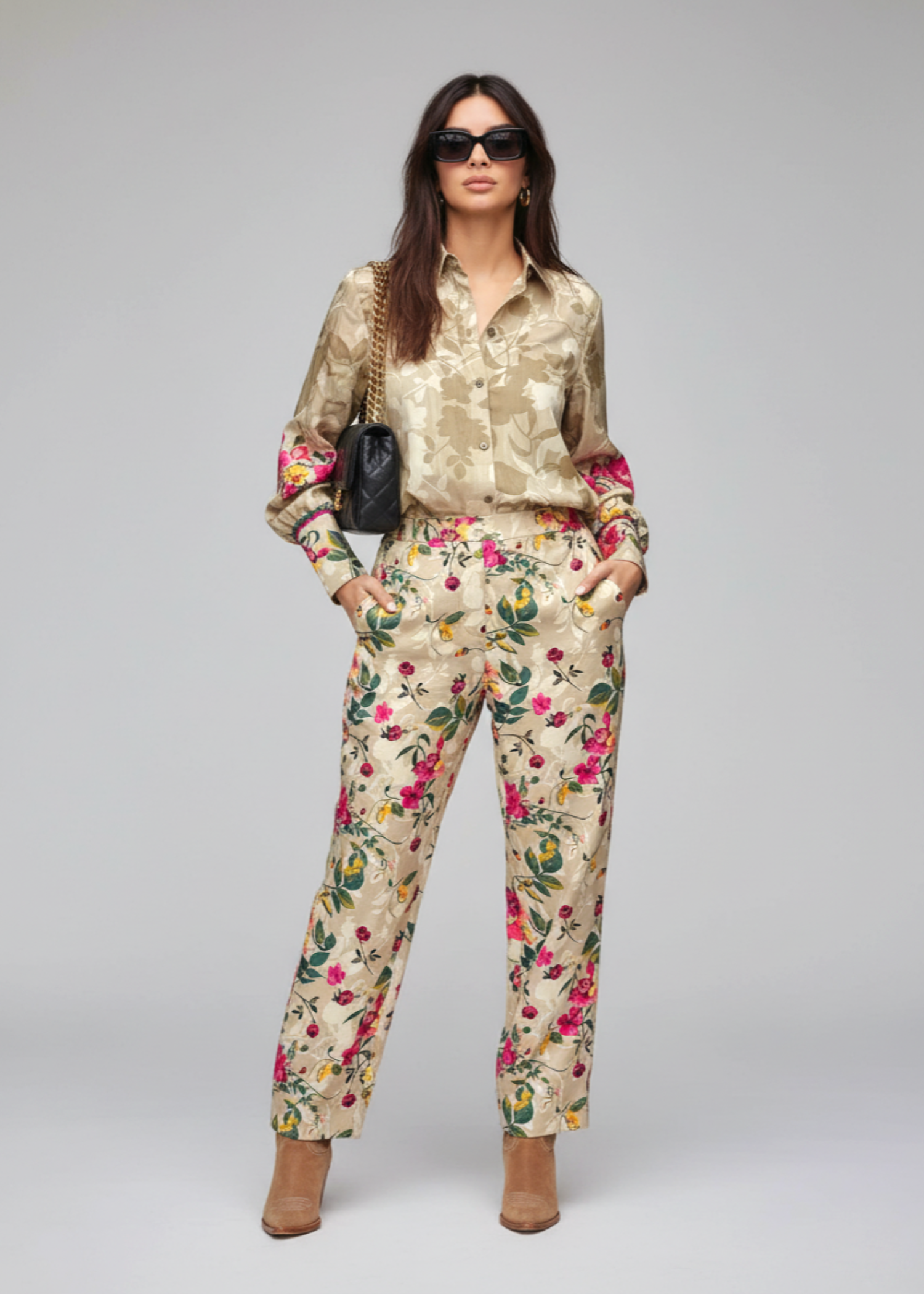 silk Co Ord Sets in Camel brown
