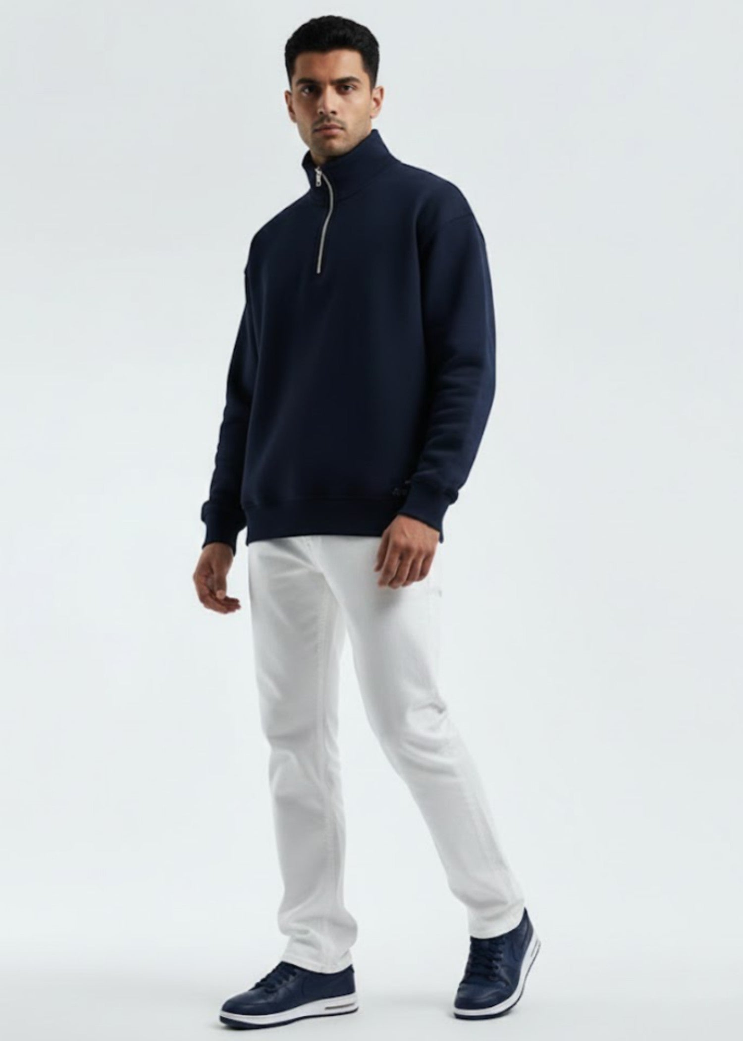 cotton linen Sweatshirt in Dark blue