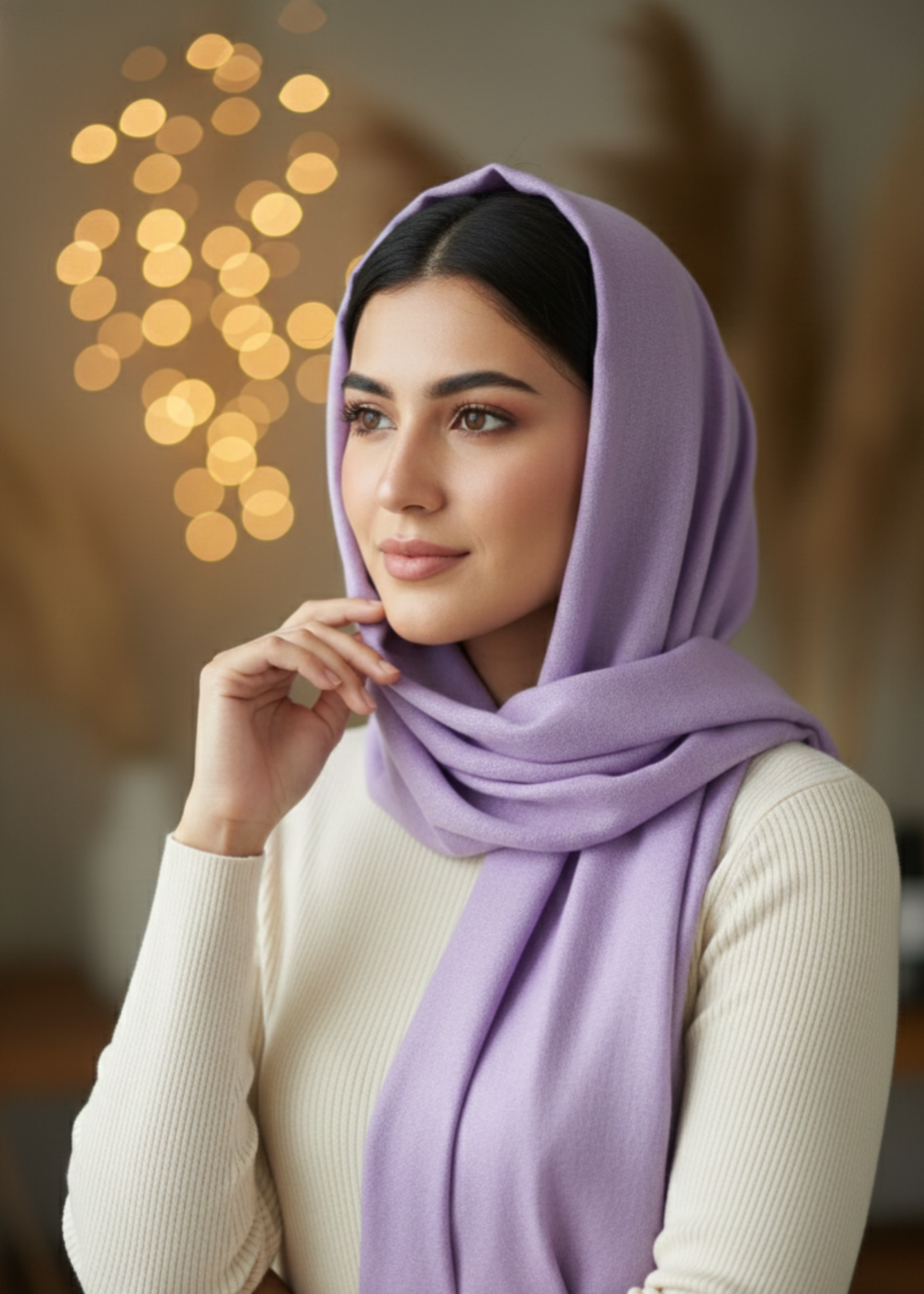 cashmere wool Hijab in Lilac