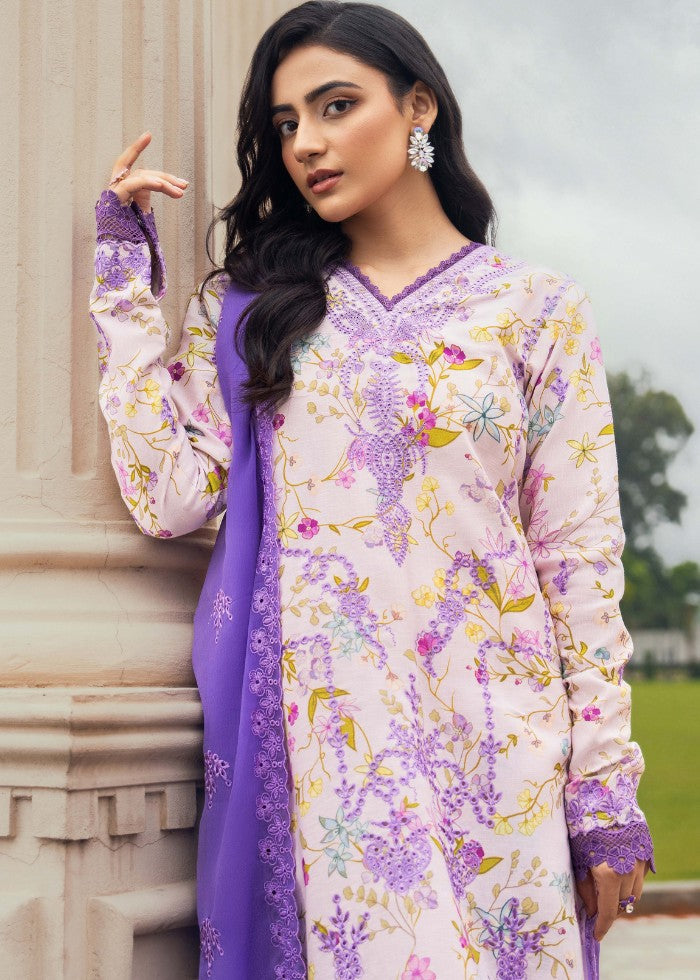 karandi Kurta Set in Lavender mist
