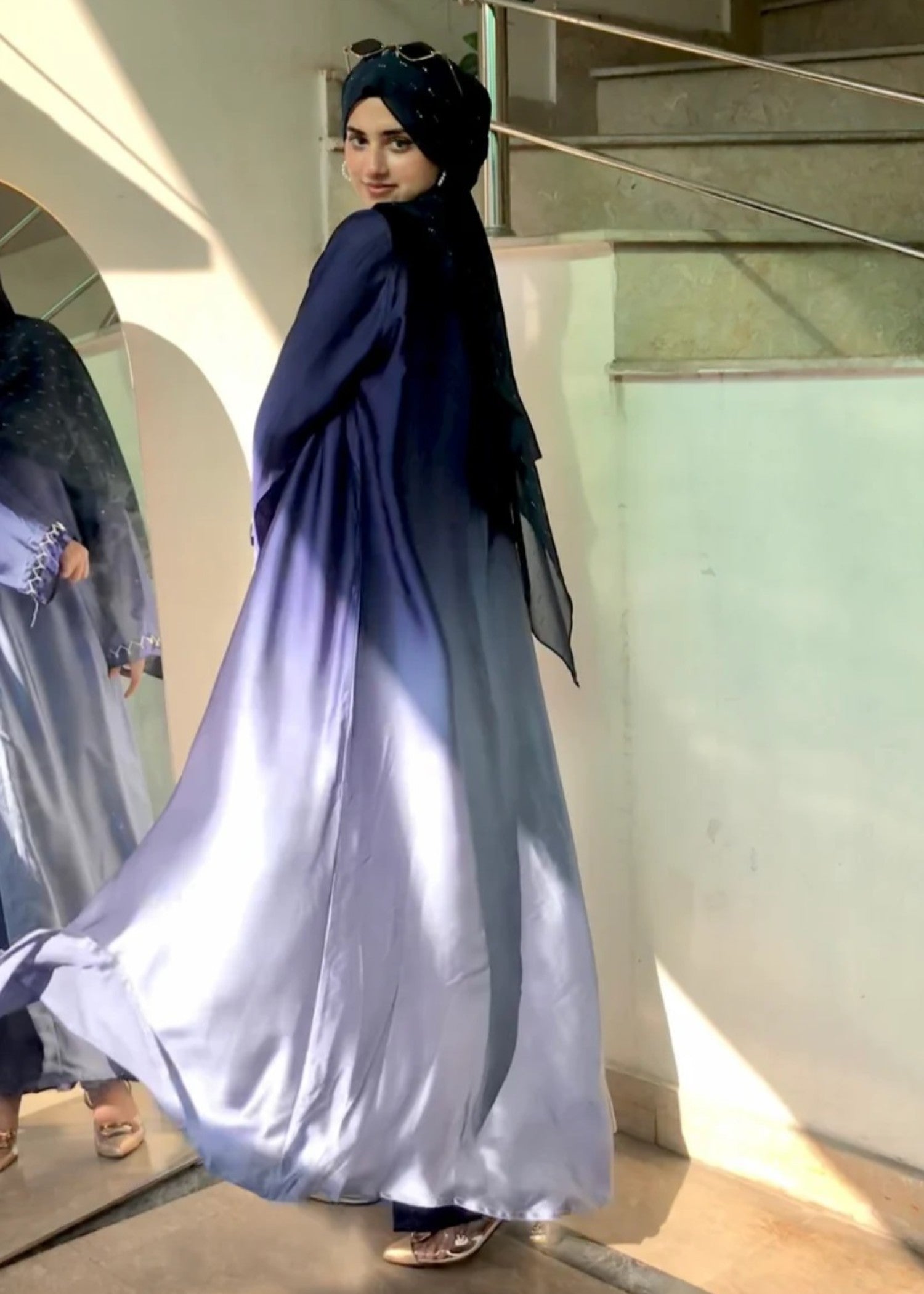 silk Abaya in Royal blue
