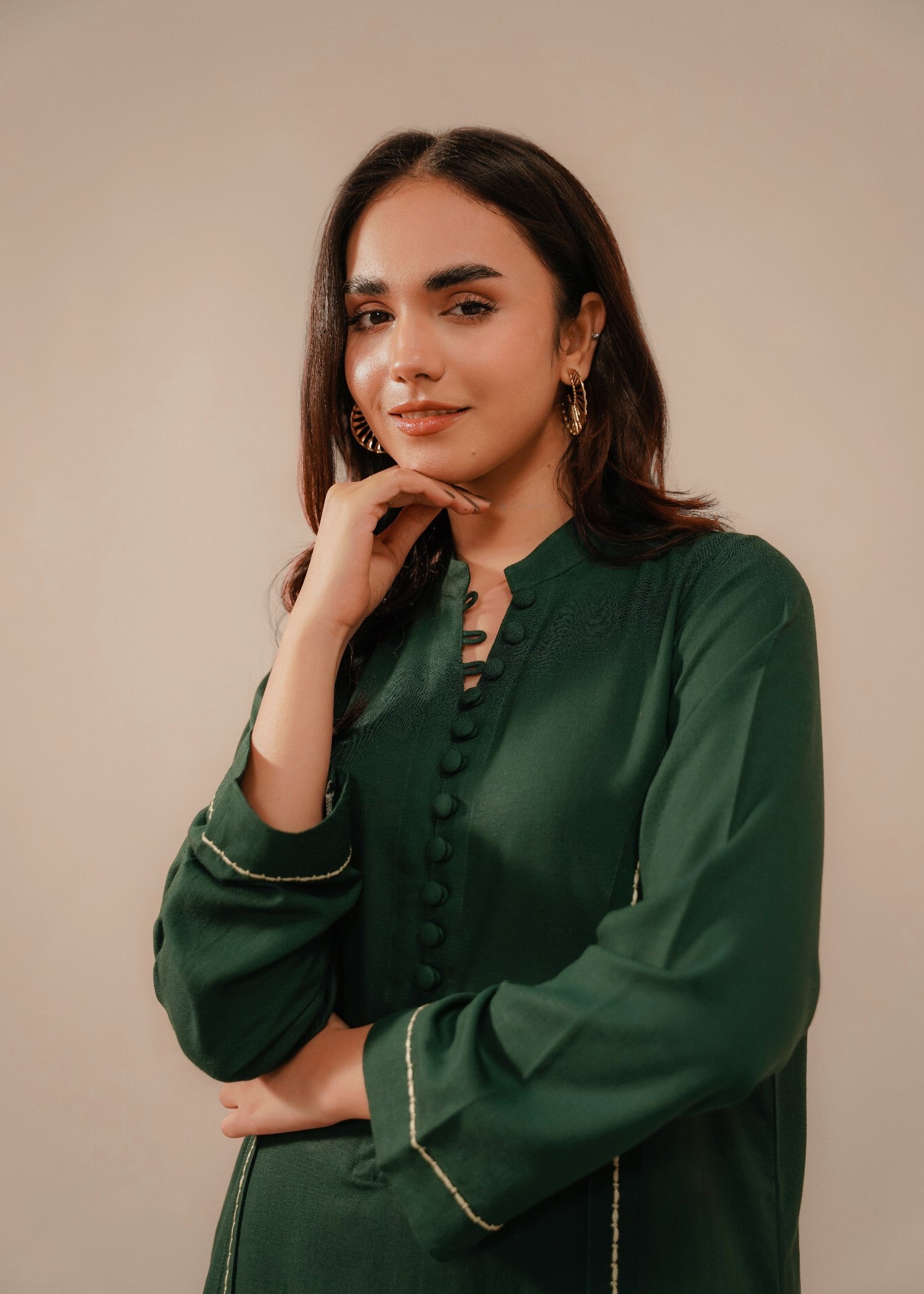 silk karandi Co Ord Sets in Dark green