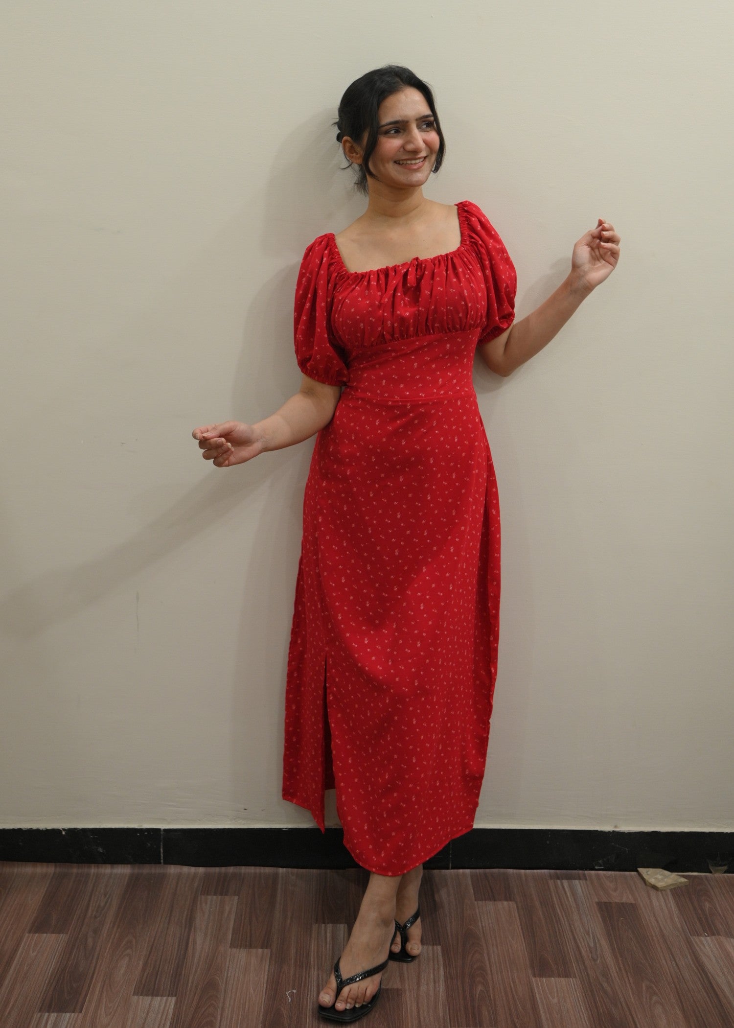 grip Dress in Ruby red