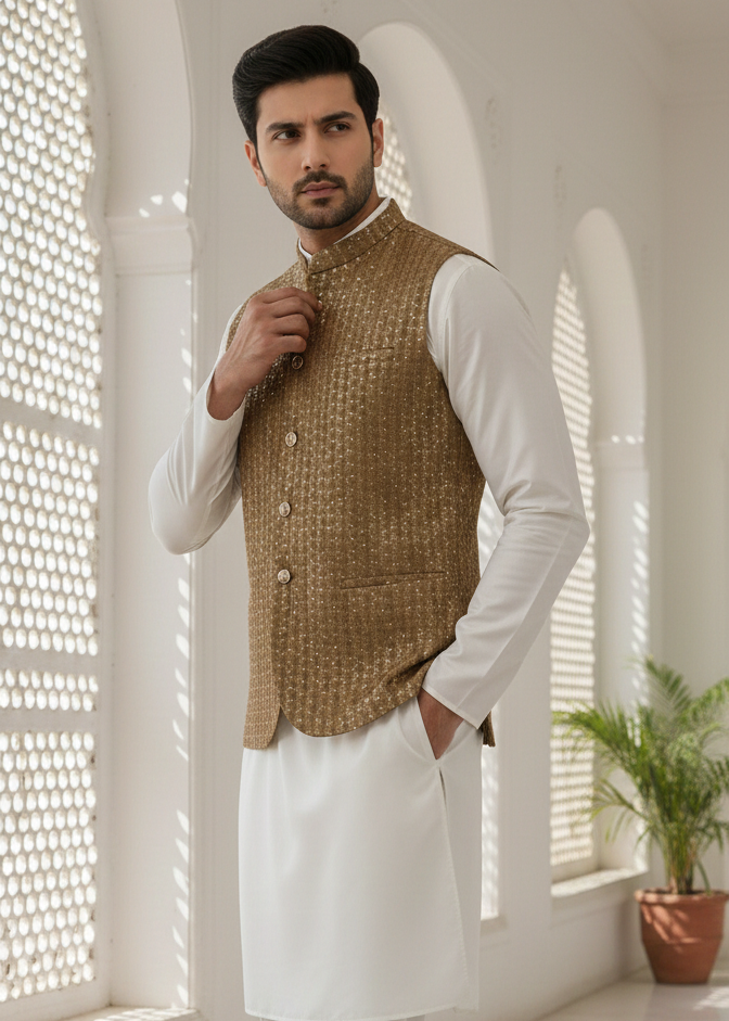 silk Waistcoat in Brown
